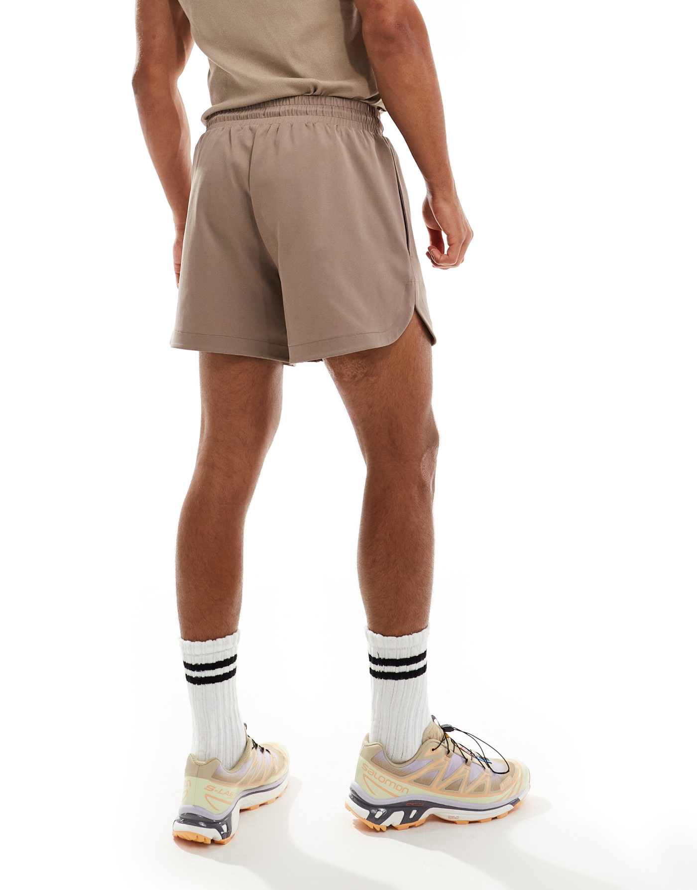 ASOS 4505 running performance waffle shorts in taupe grey