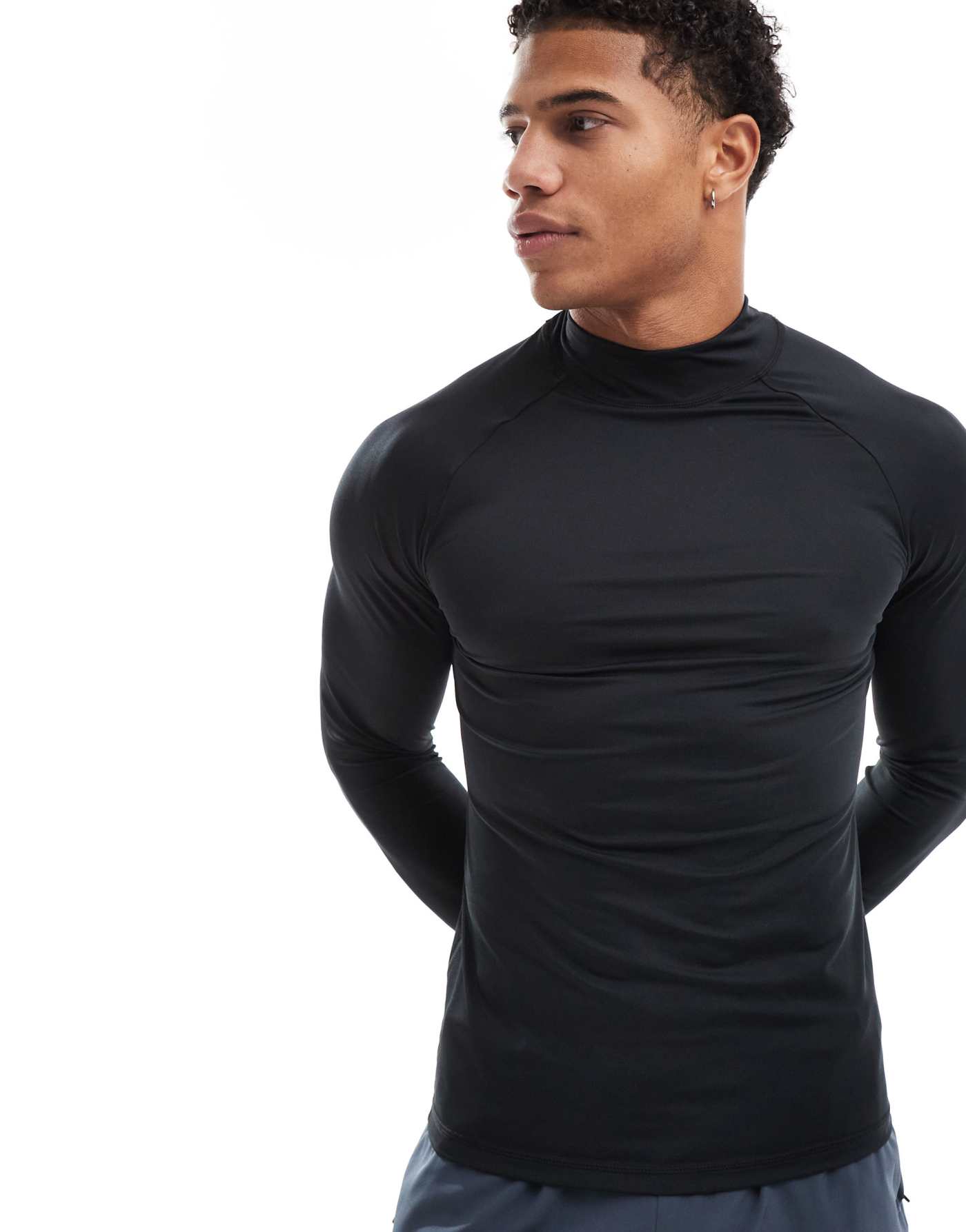 ASOS 4505 Icon training long sleeve muscle fit base layer with mock neck in black