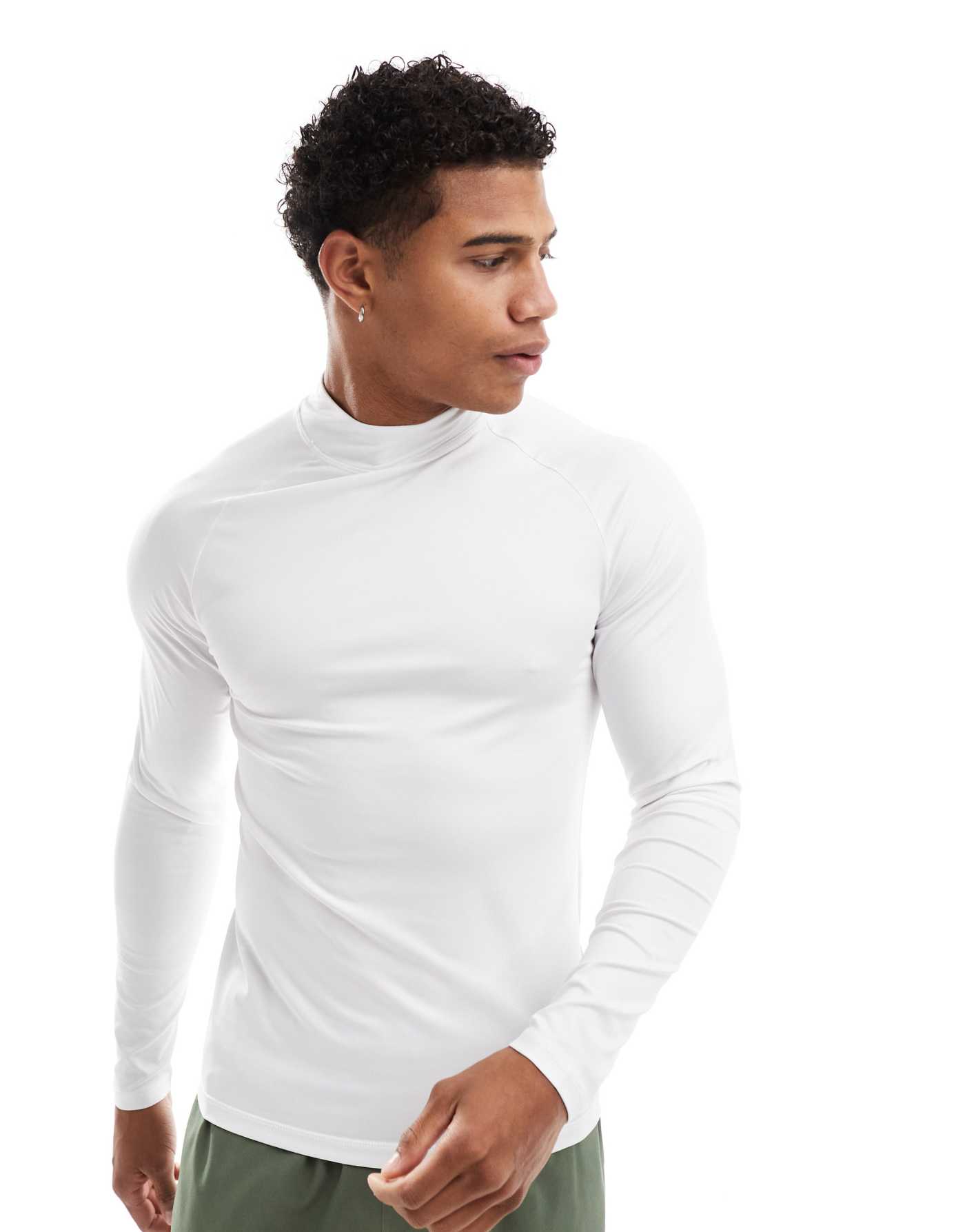 ASOS 4505 Icon training long sleeve muscle fit base layer with mock neck in white