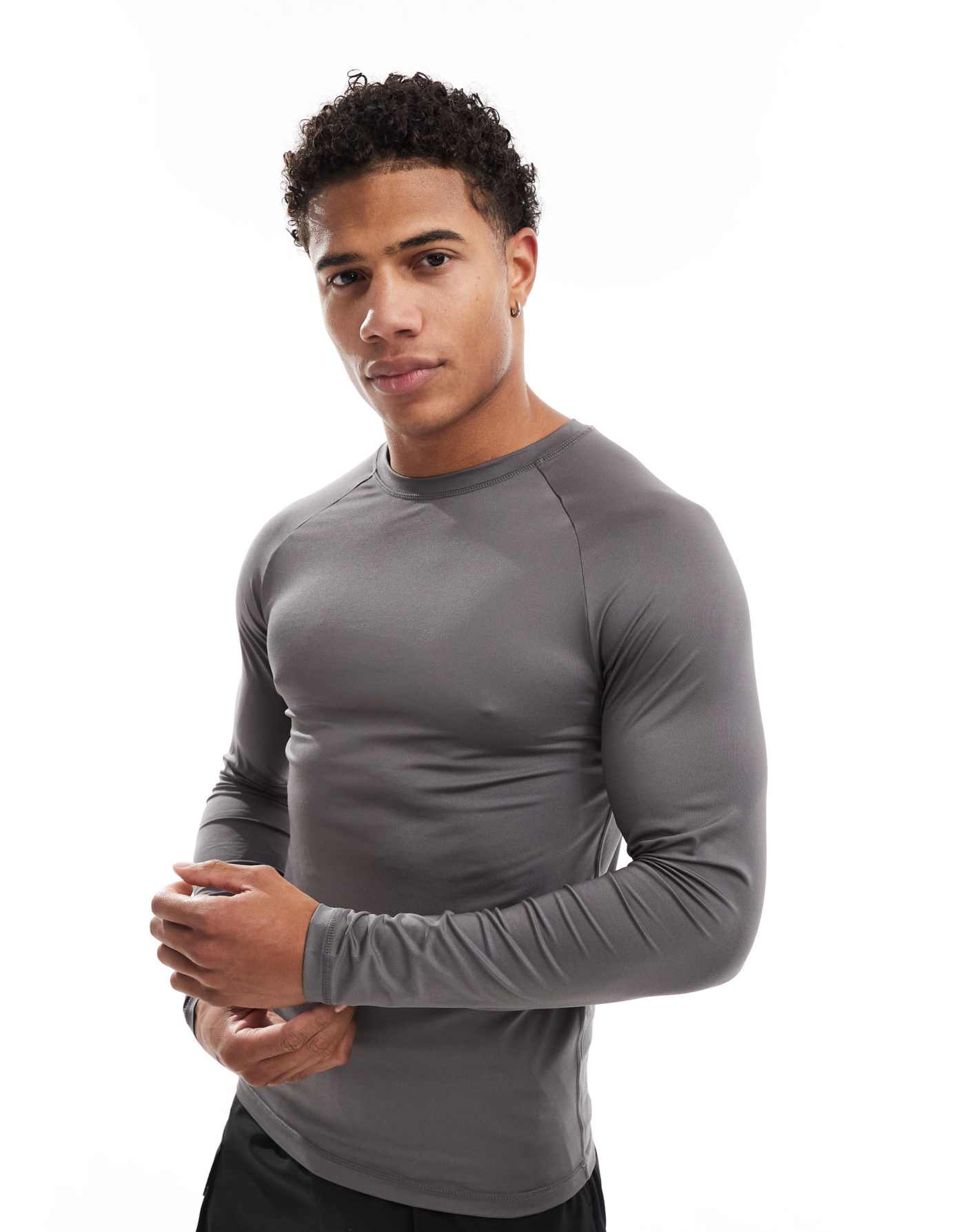 ASOS 4505 Icon training long sleeve muscle fit base layer in gunmetal