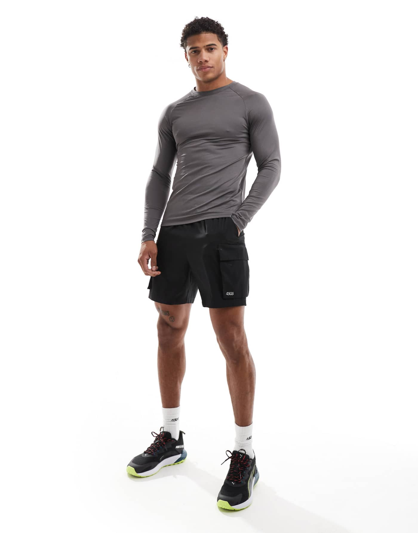 ASOS 4505 Icon training long sleeve muscle fit base layer in gunmetal