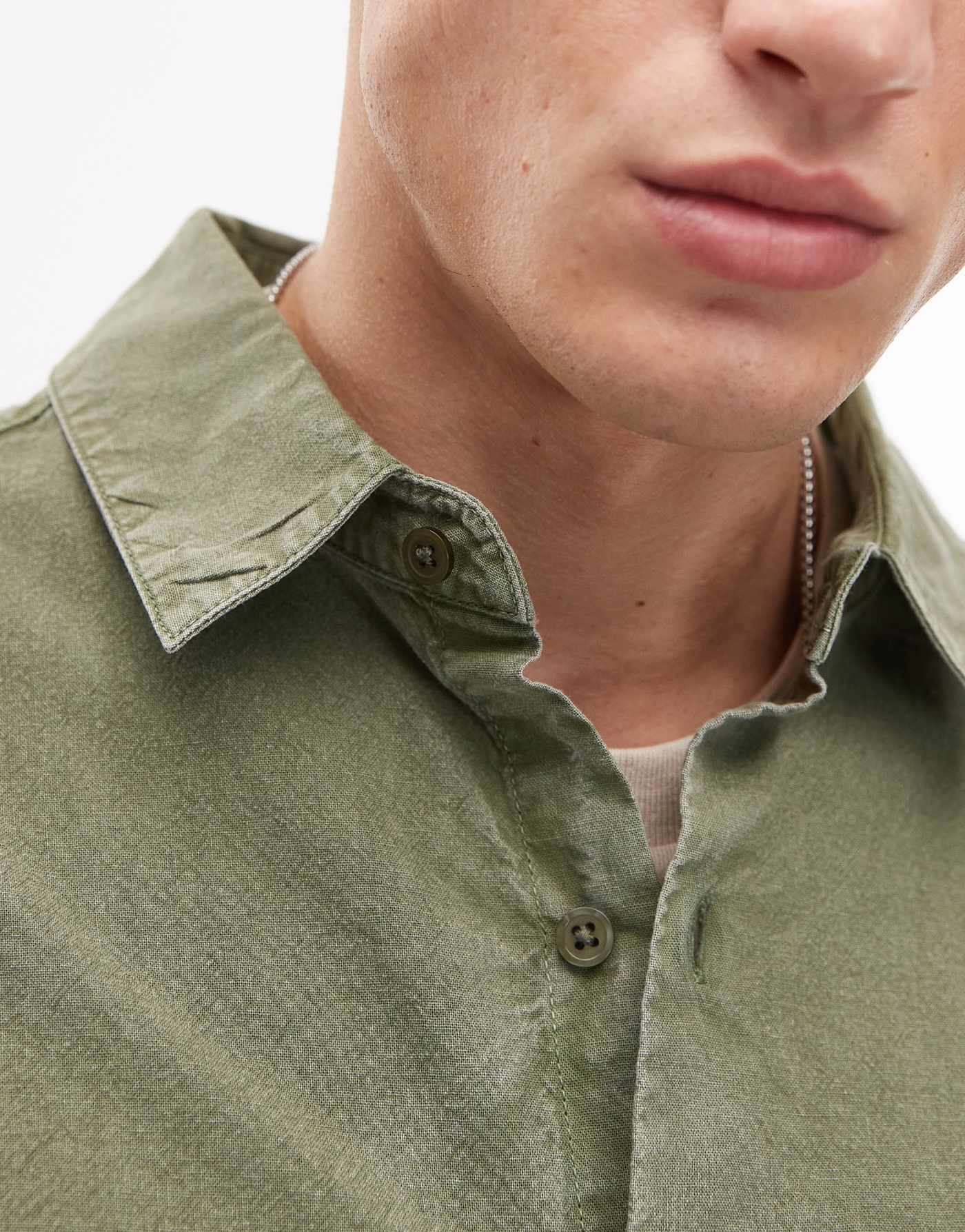 Topman long sleeve oversized shirt in washed green