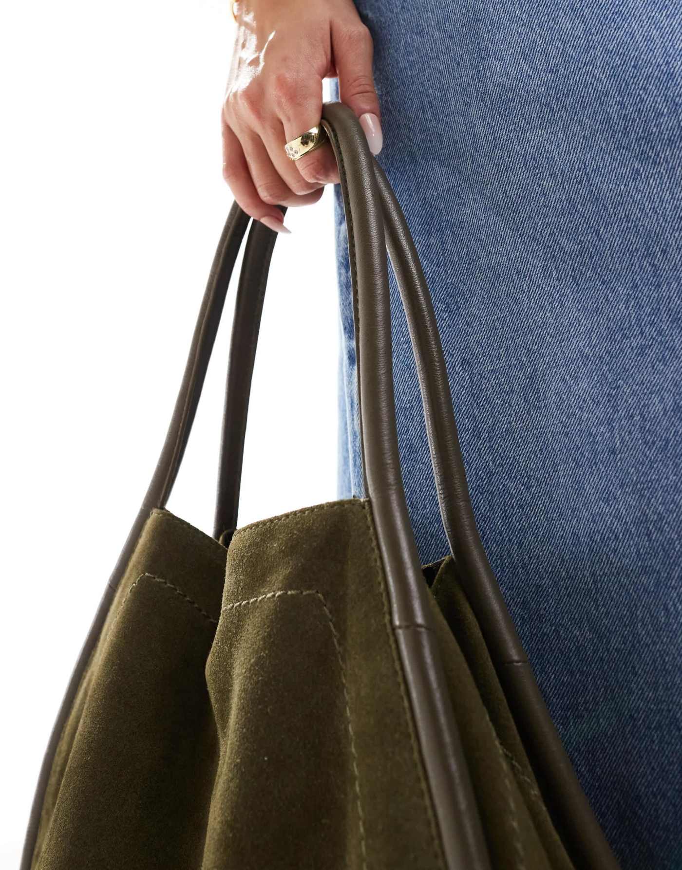 ASOS DESIGN suede tubular tote bag in forest green