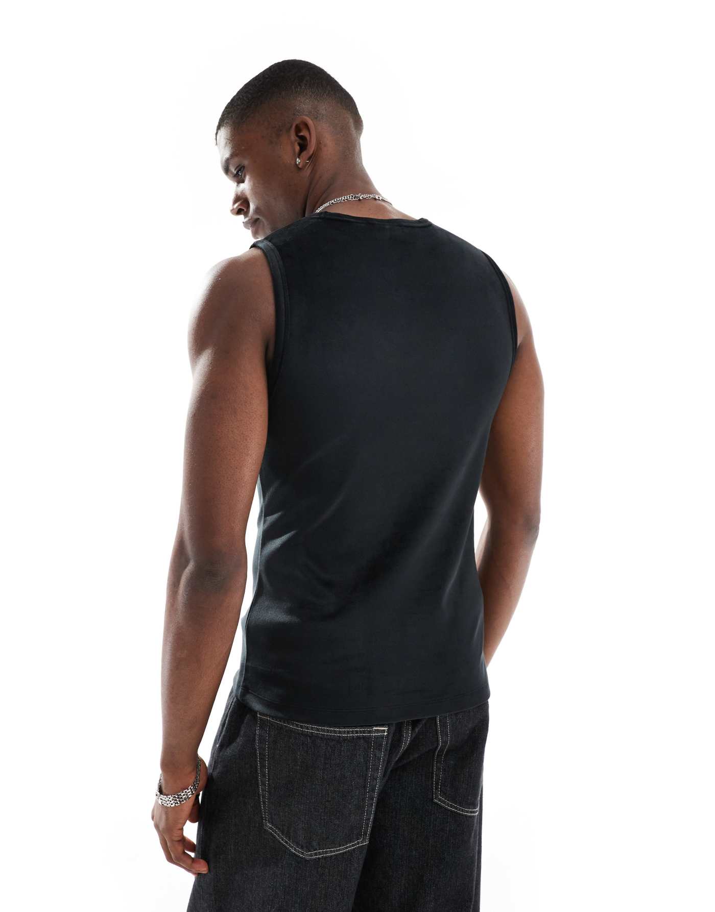 ASOS DESIGN muscle fit tank vest in black velour