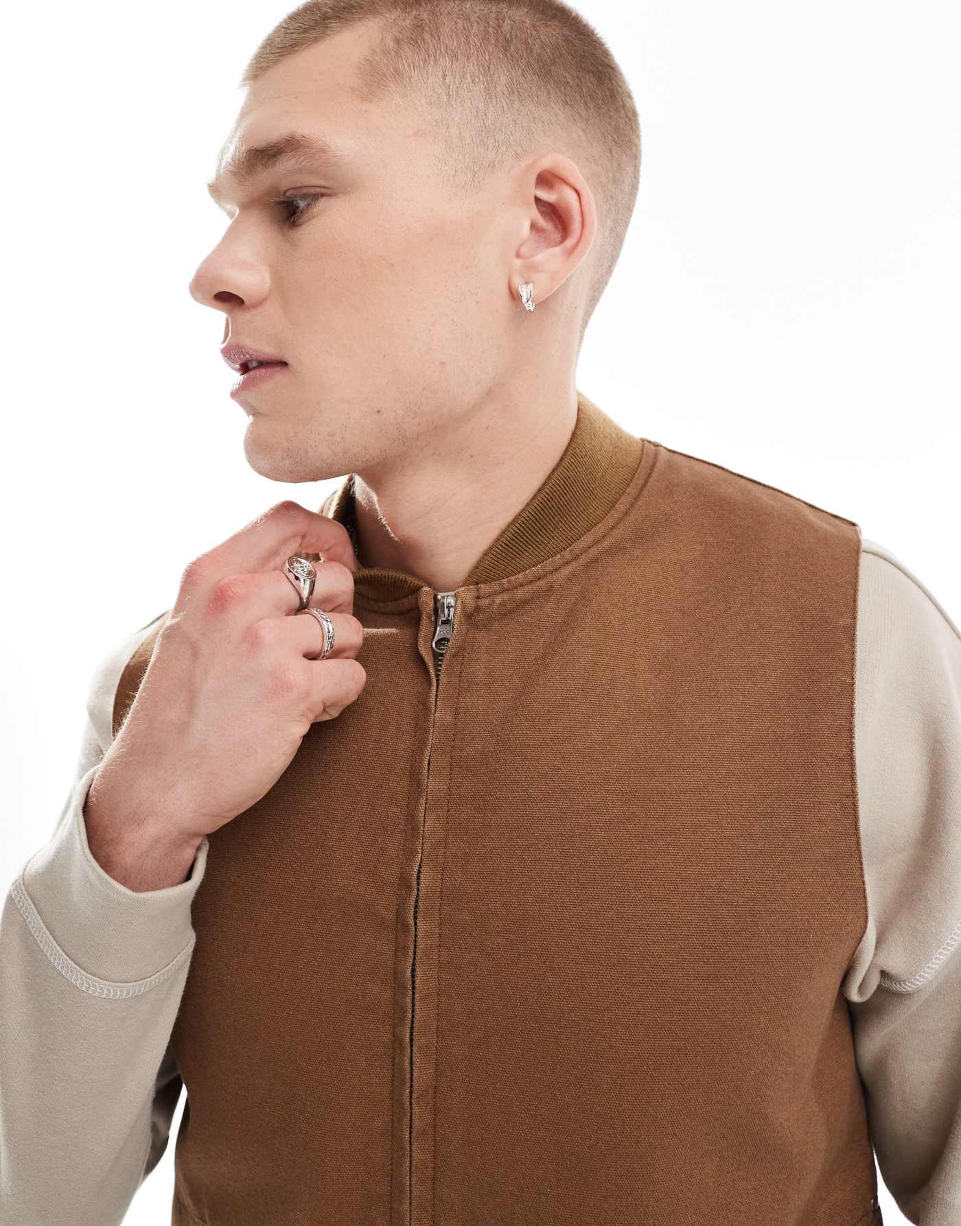 ASOS DESIGN washed gilet in tan