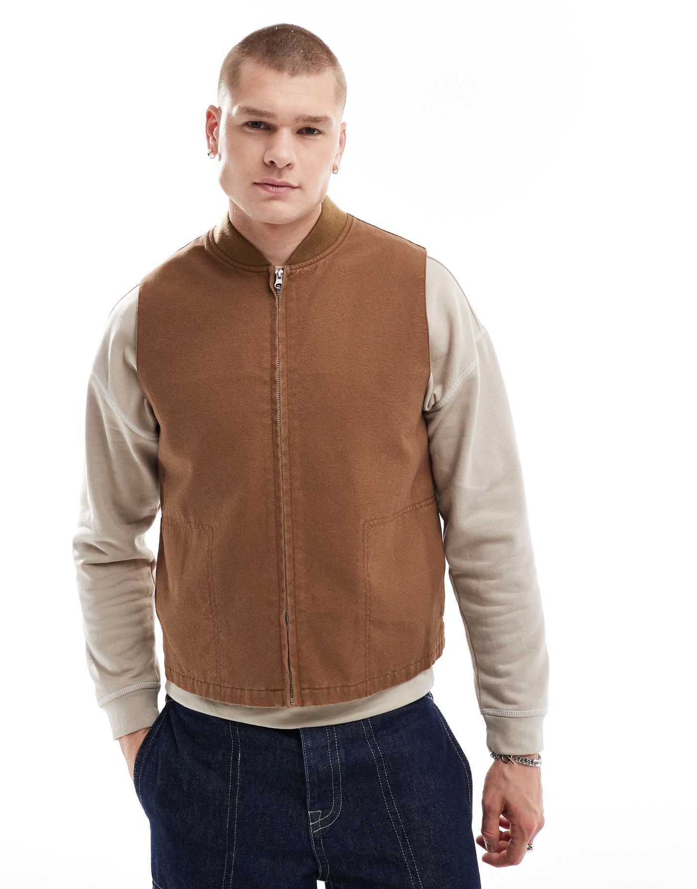 ASOS DESIGN washed gilet in tan