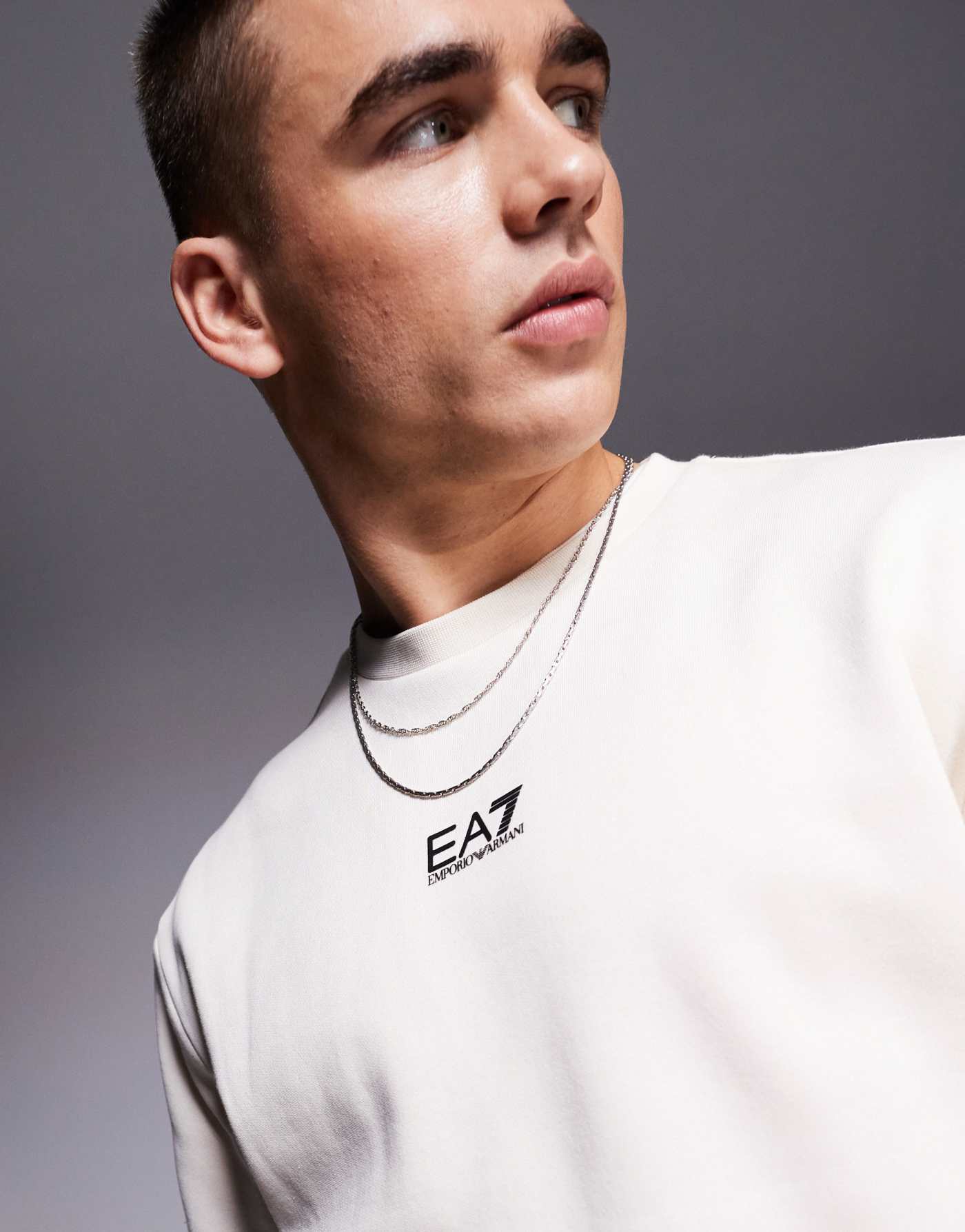 EA7 chest logo sweatshirt in stone