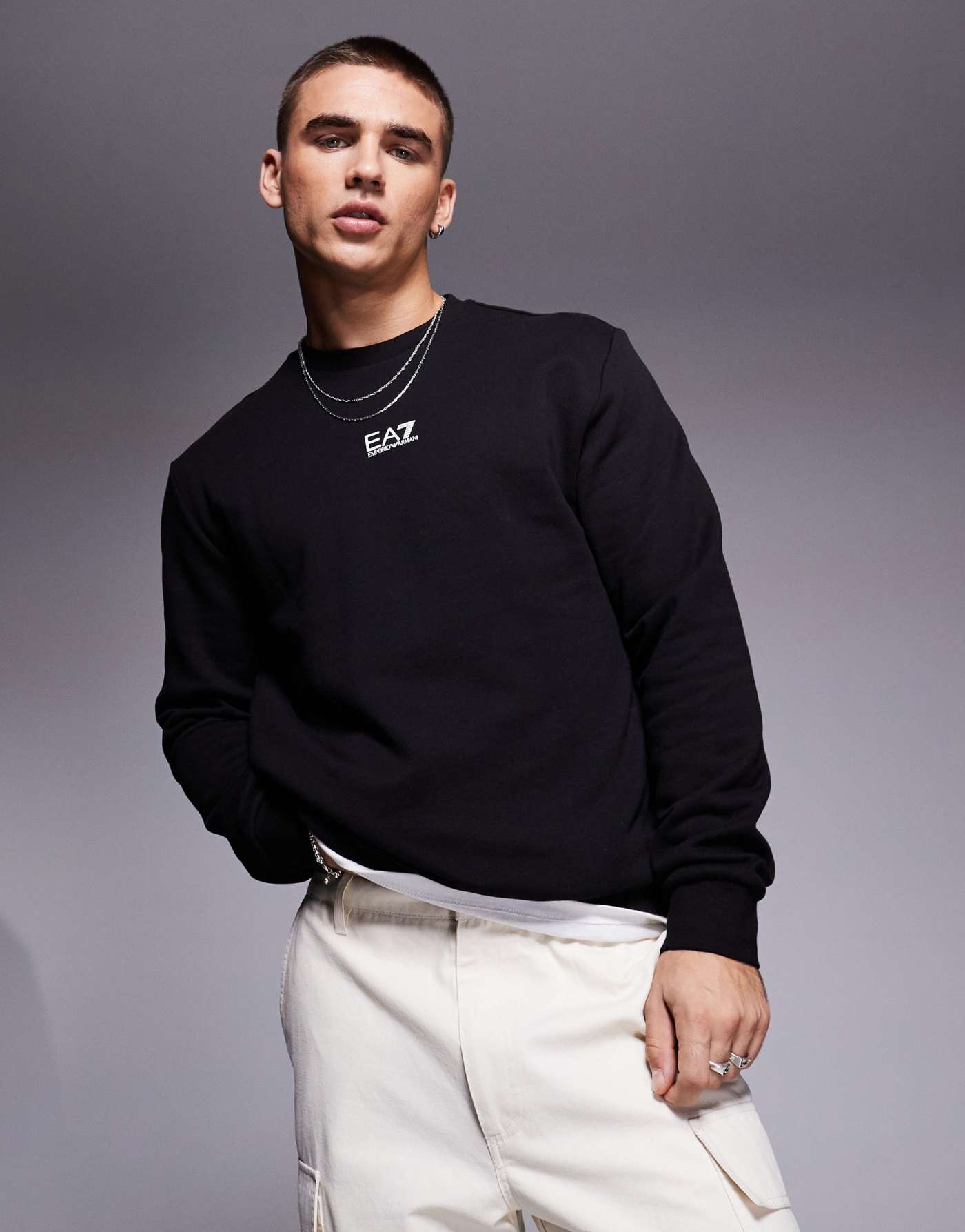 EA7 chest logo sweatshirt in black