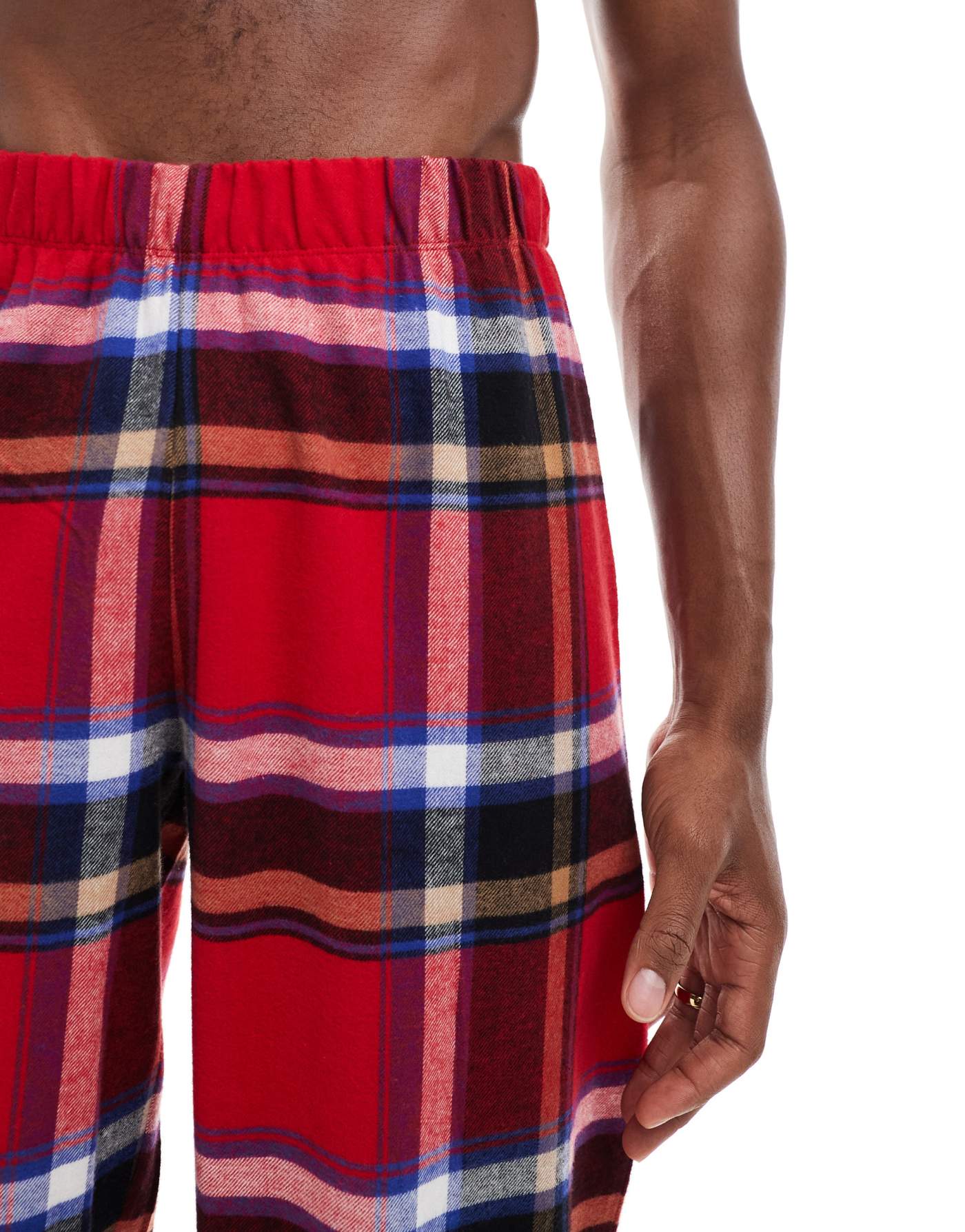 ASOS DESIGN pyjama set with tartan shirt and bottoms in red