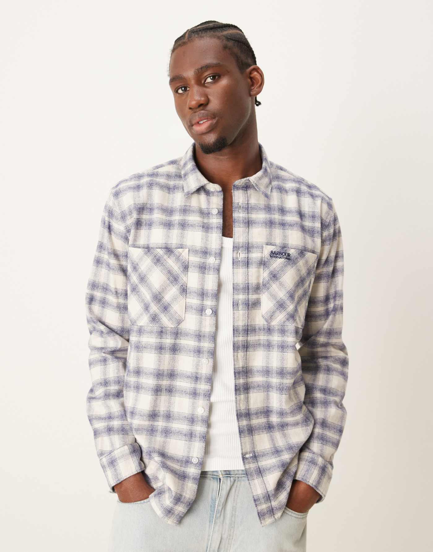 Barbour International dulwich brushed check shirt in royal blue check