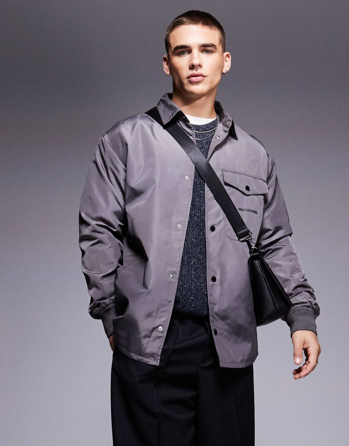 Armani Exchange overshirt jacket in grey