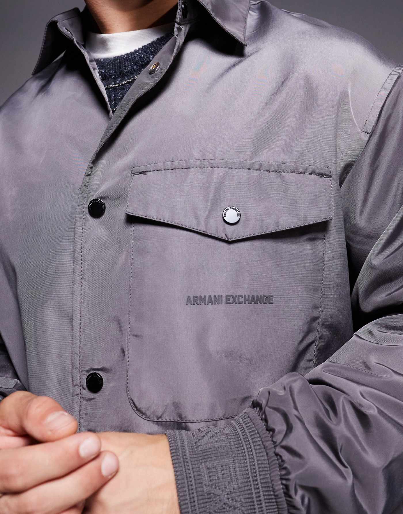 Armani Exchange overshirt jacket in grey