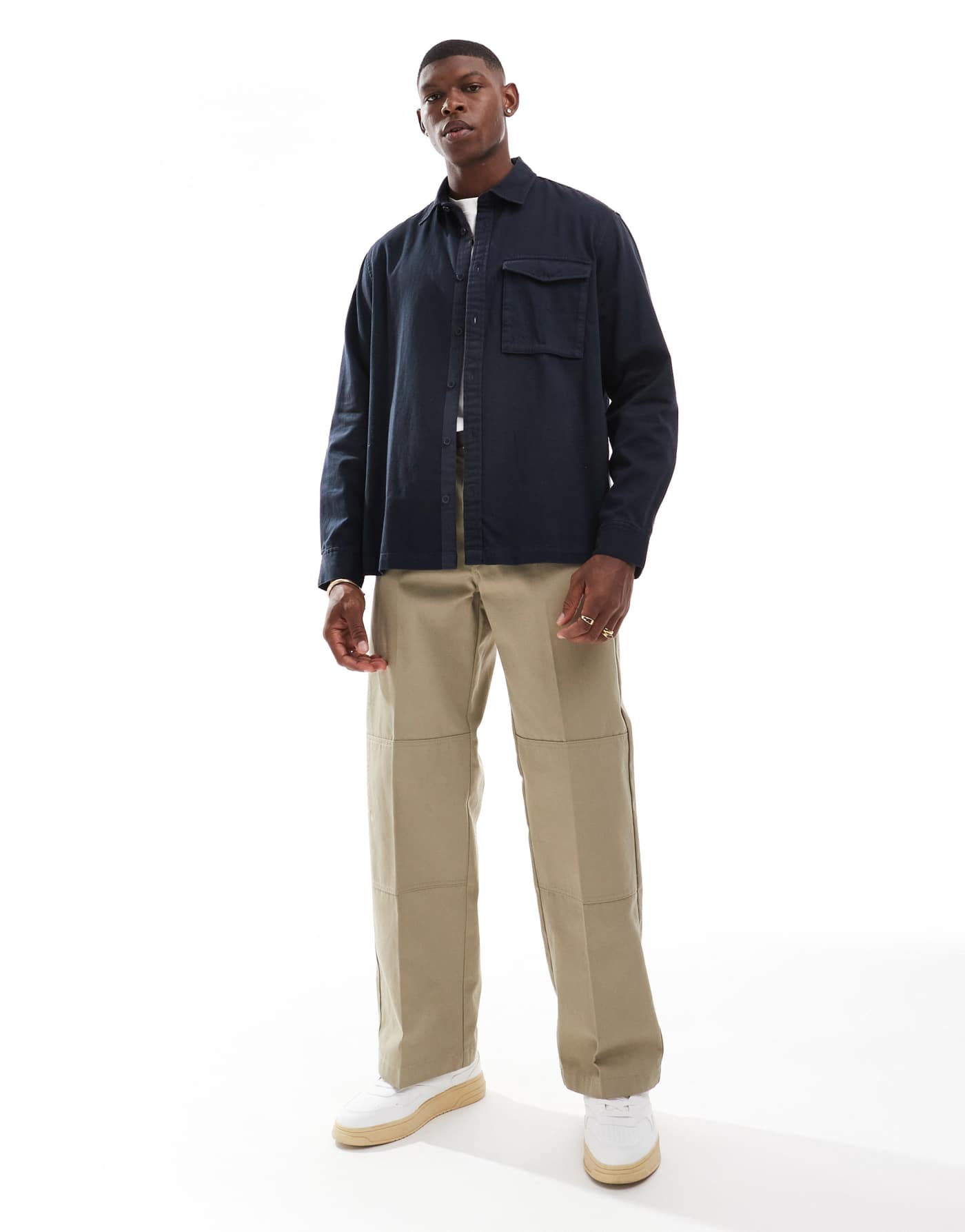 Armani Exchange twill overshirt in navy