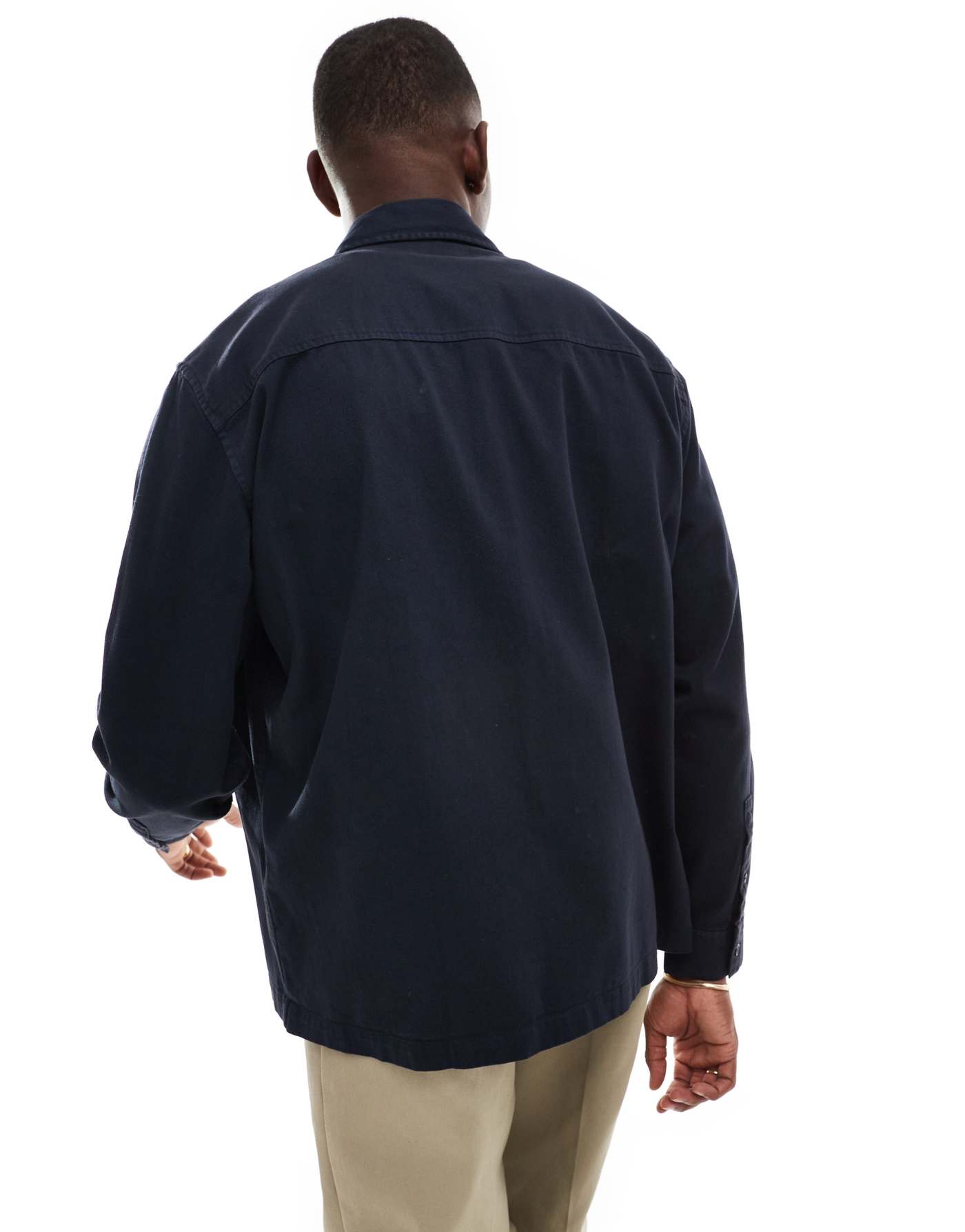 Armani Exchange twill overshirt in navy