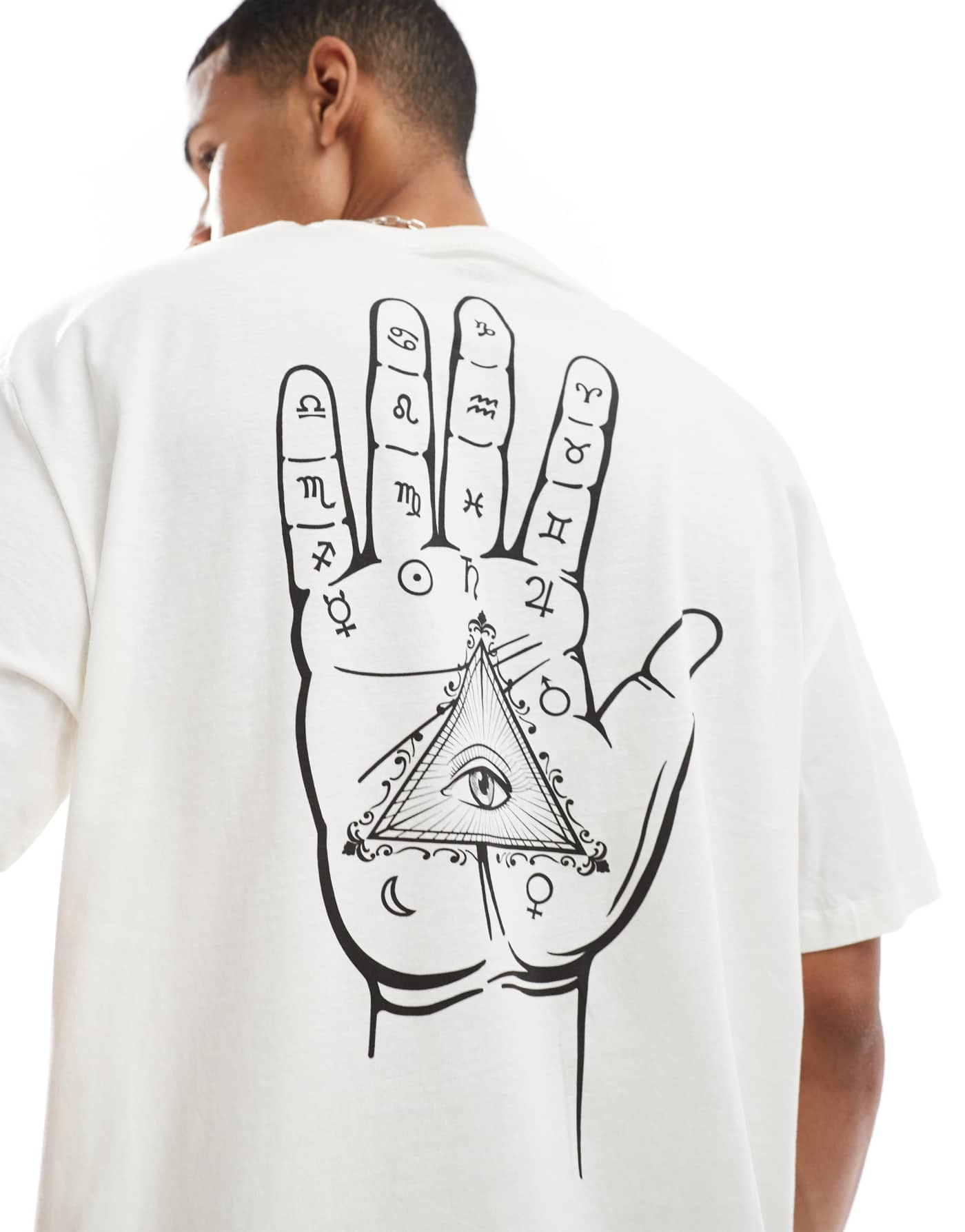 Jack & Jones oversized hand back print t-shirt in white