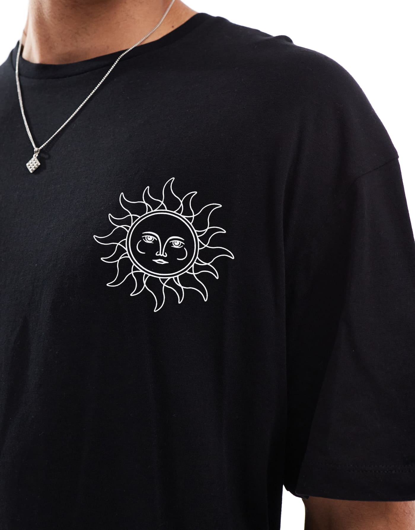 Jack & Jones oversized sun back print t-shirt in black