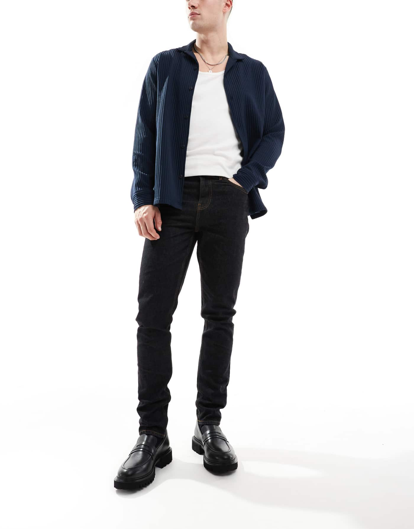 ASOS DESIGN skinny jeans in dark wash blue