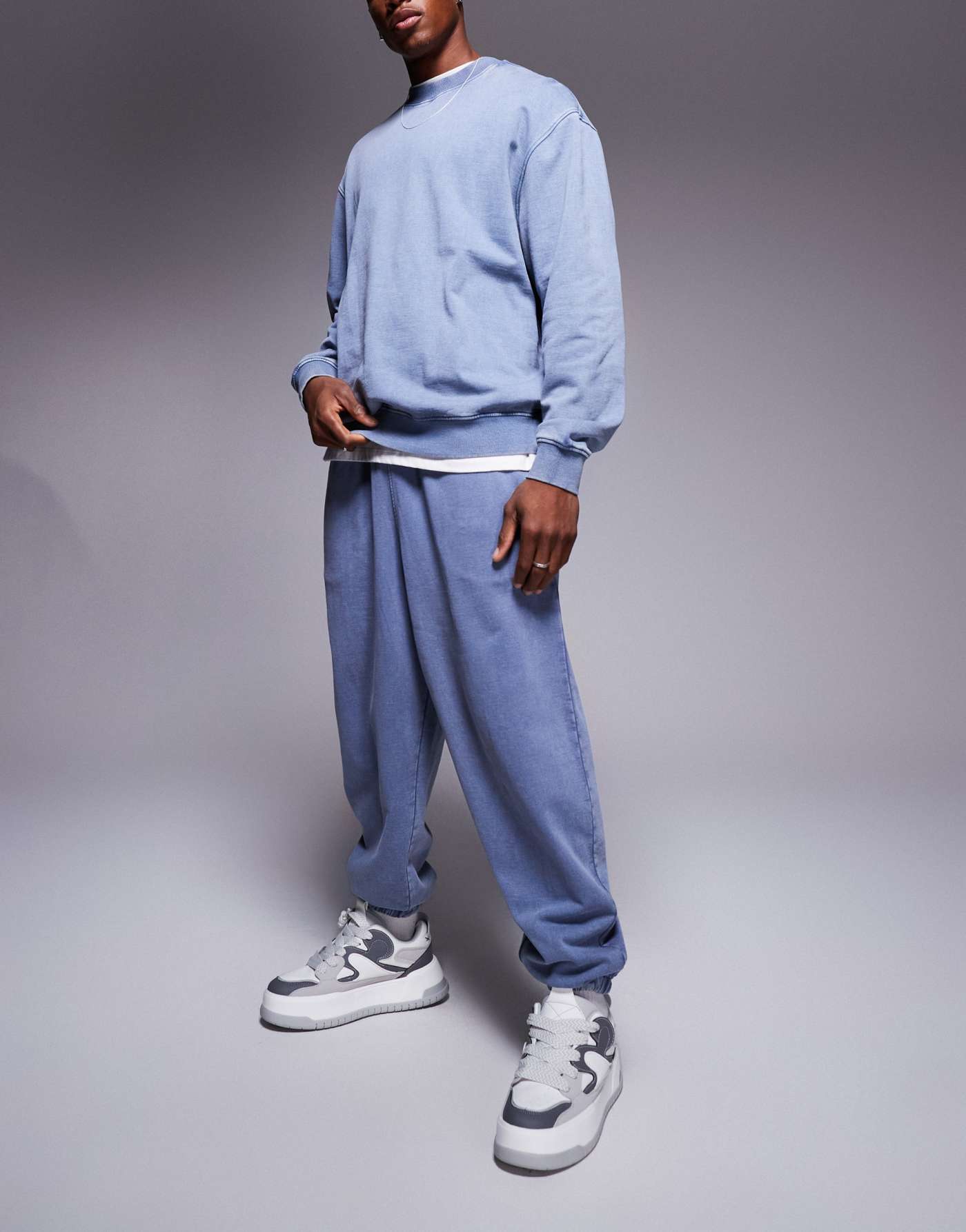 ASOS DESIGN oversized joggers in washed blue