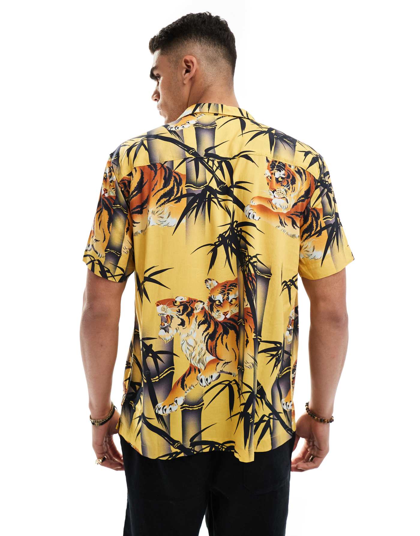 Superdry Hawaiian resort shirt in tora gold