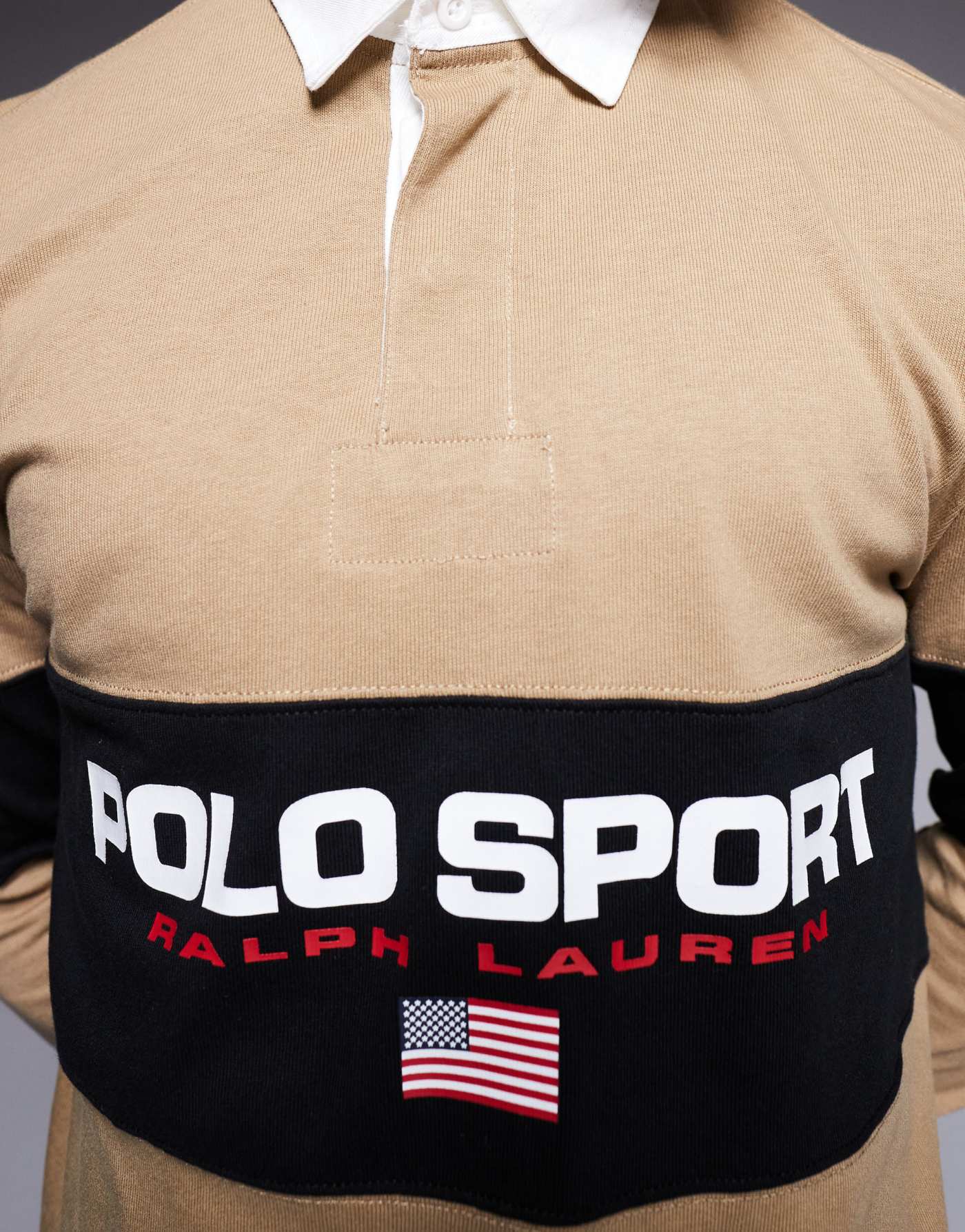 Polo Ralph Lauren Sport Capsule logo rugby shirt in tan