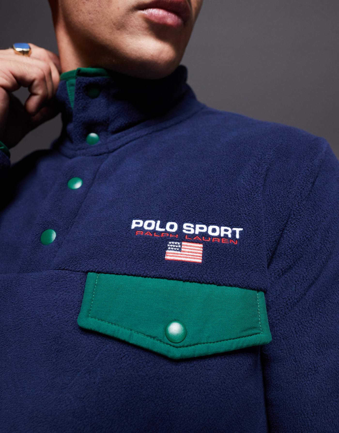 Polo Ralph Lauren Sport Capsule logo fleece in navy