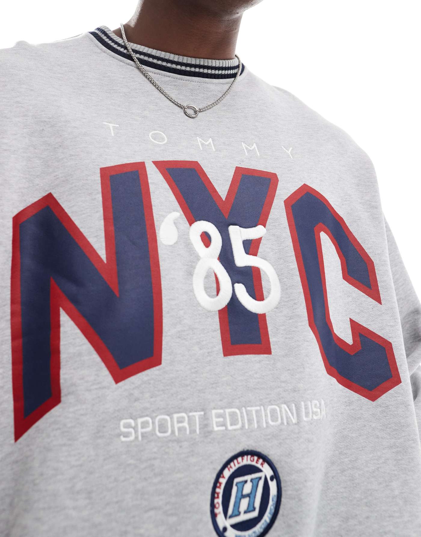 Tommy Jeans Game Day large logo sweatshirt in grey