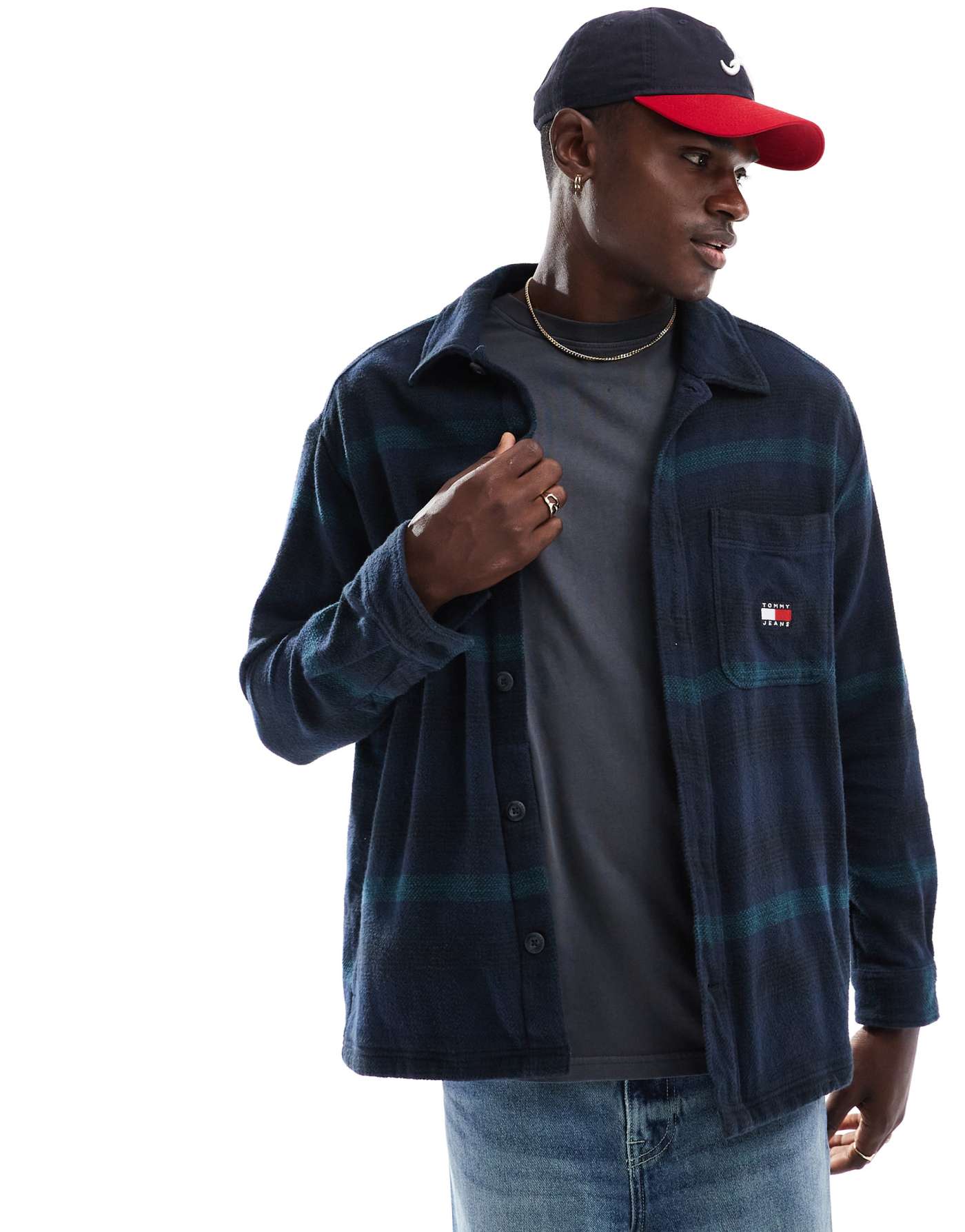 Tommy Jeans check overshirt in navy