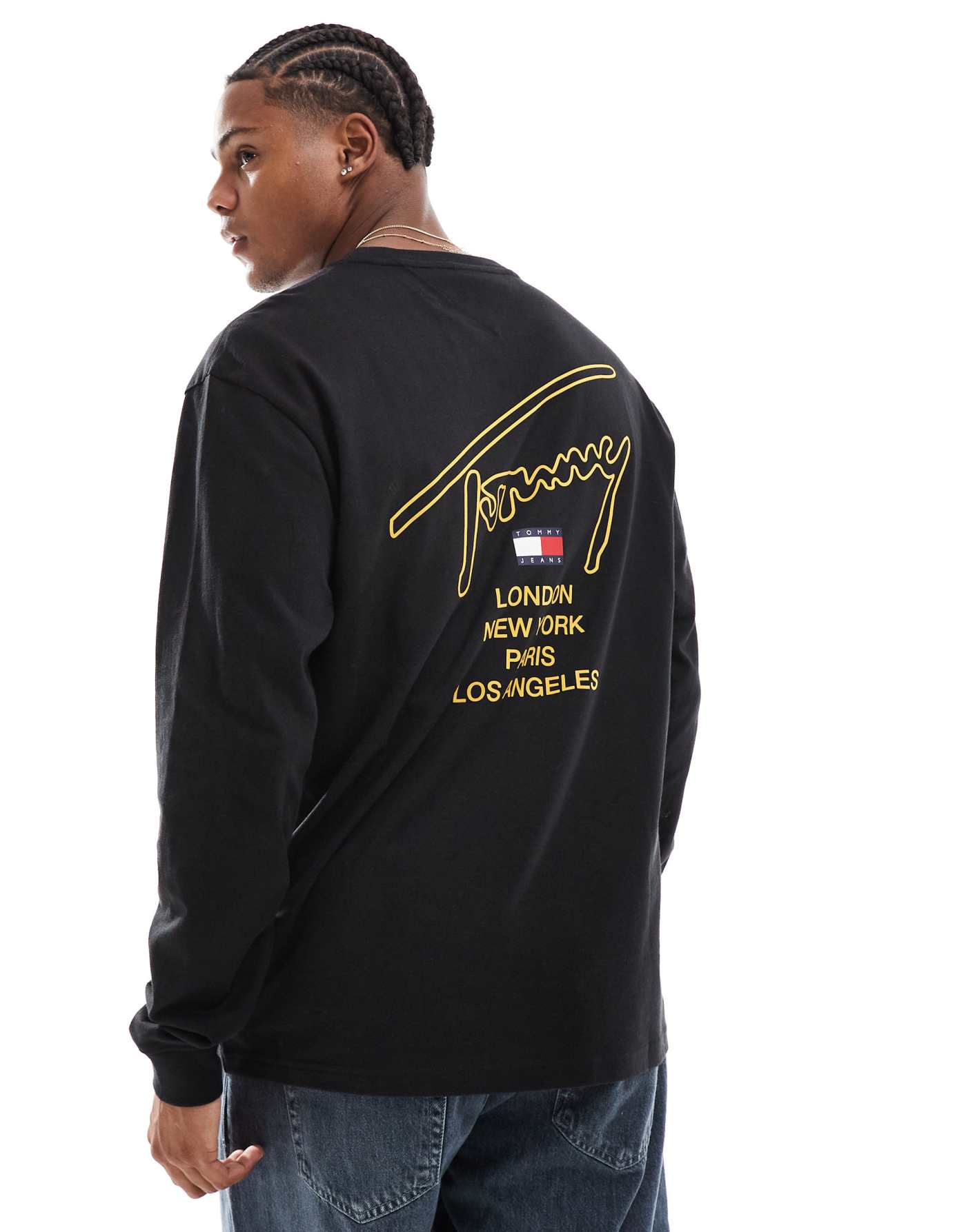 Tommy Jeans signature back print long sleeve t-shirt in black