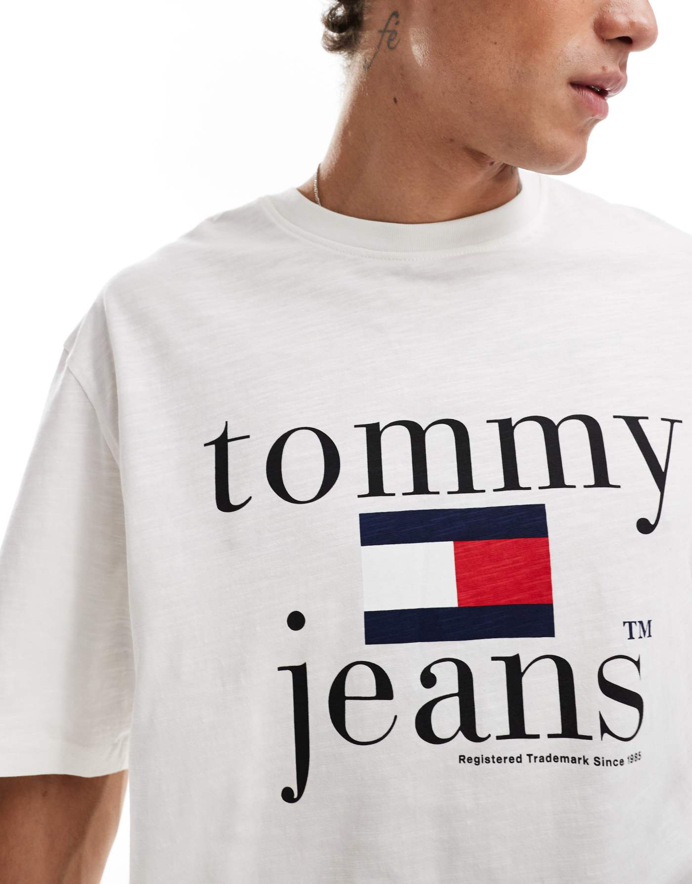 Tommy Jeans retro varsity logo t-shirt in white