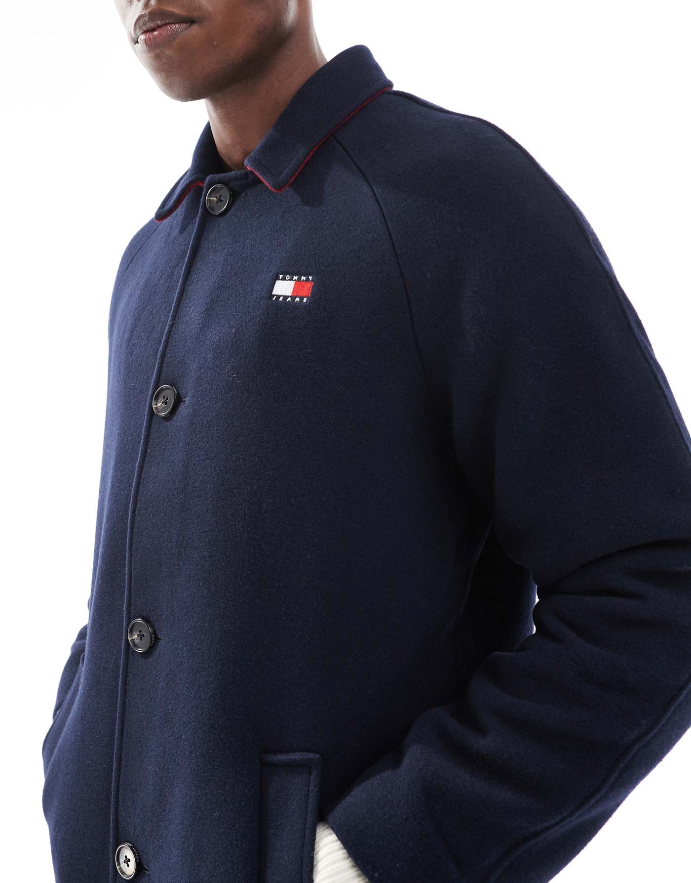 Tommy Jeans long wool coat in navy