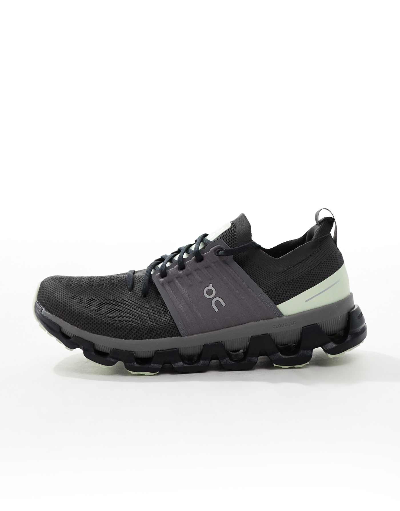 ON Cloudswift 3 running trainers in black and lime green