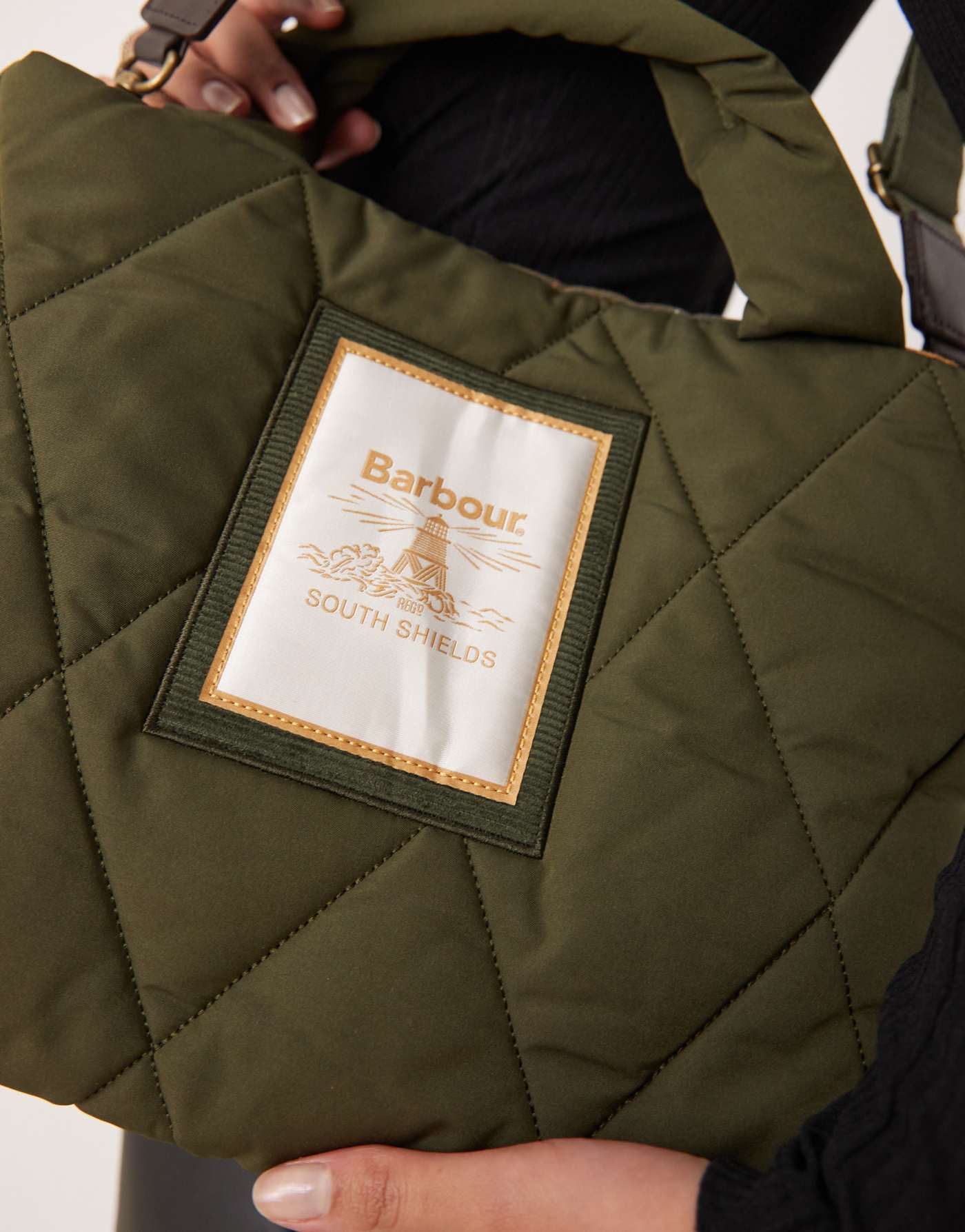 Barbour Mariah mini quilted crossbody tote bag in khaki