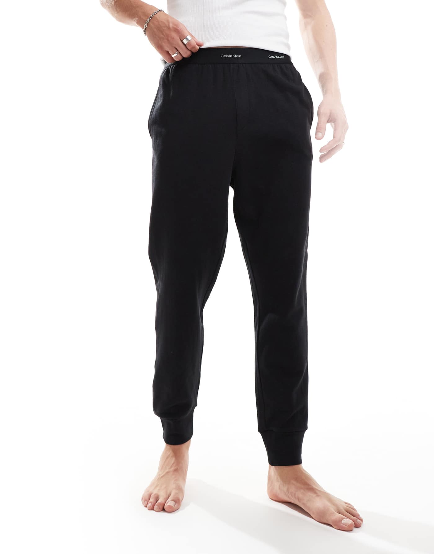 Calvin Klein Modern Cotton lounge jogger with logo waistband in black