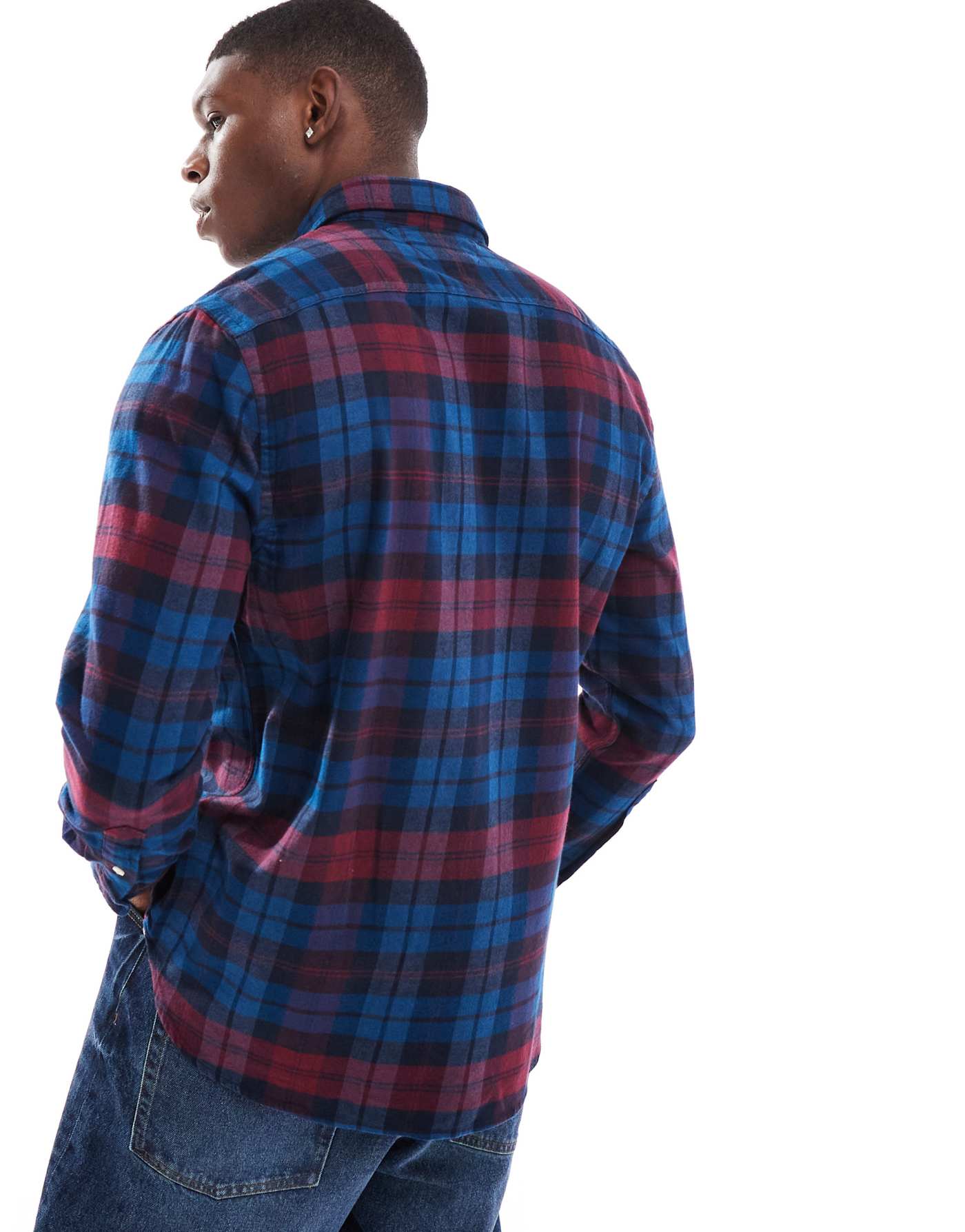 Tommy Hilfiger brushed check shirt in navy and burgundy