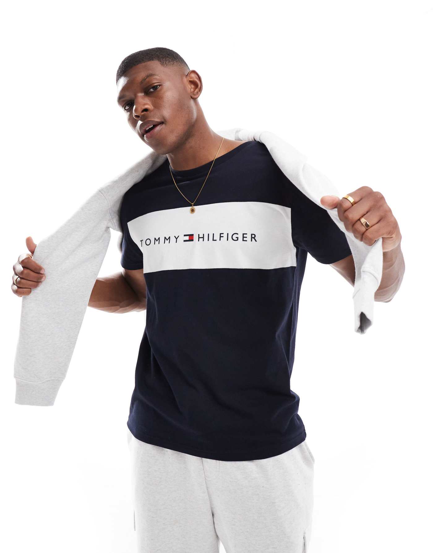 Tommy Hilfiger colourblock t-shirt in navy