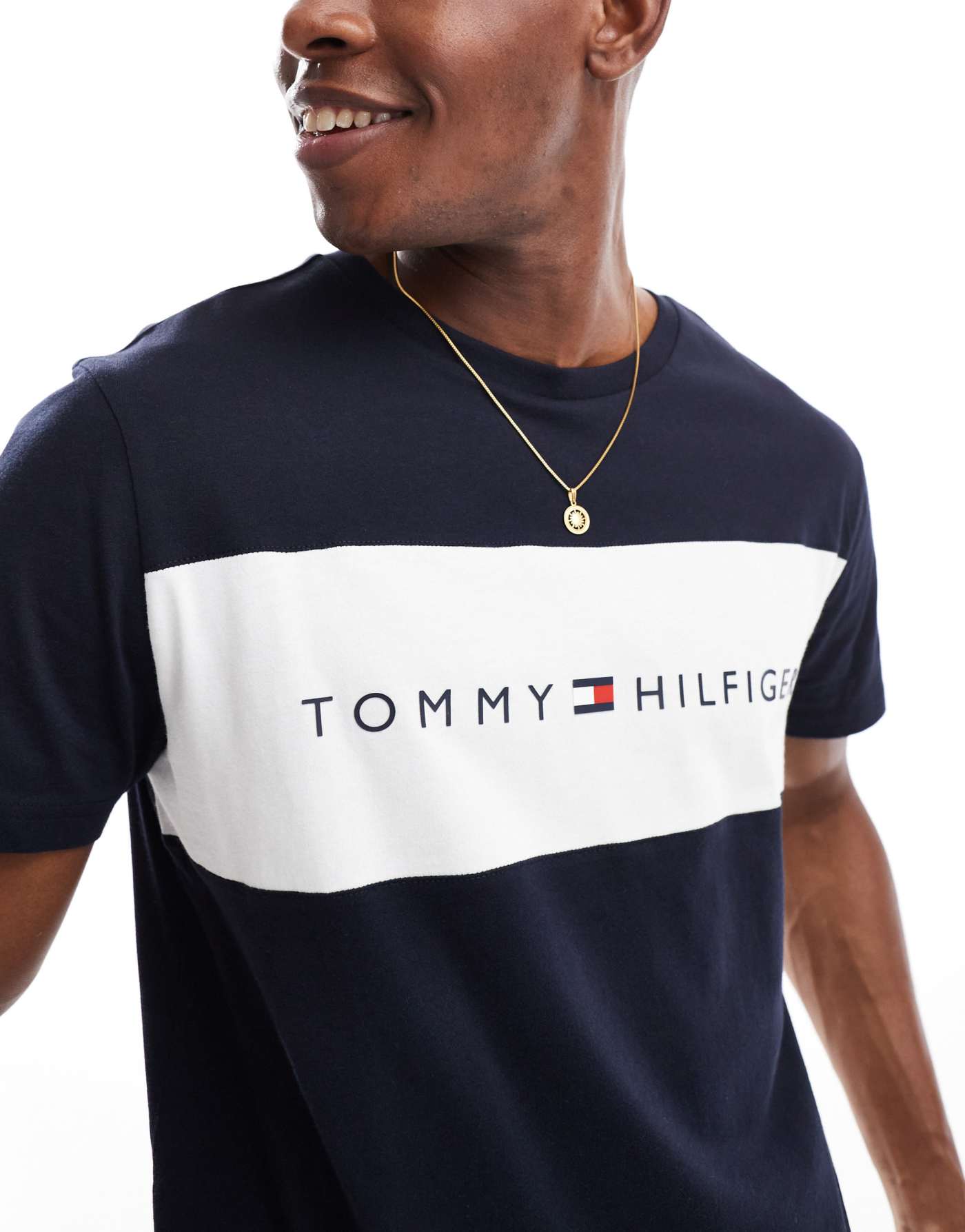 Tommy Hilfiger colourblock t-shirt in navy