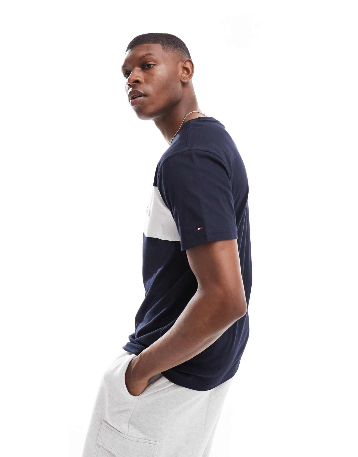 Tommy Hilfiger colourblock t-shirt in navy