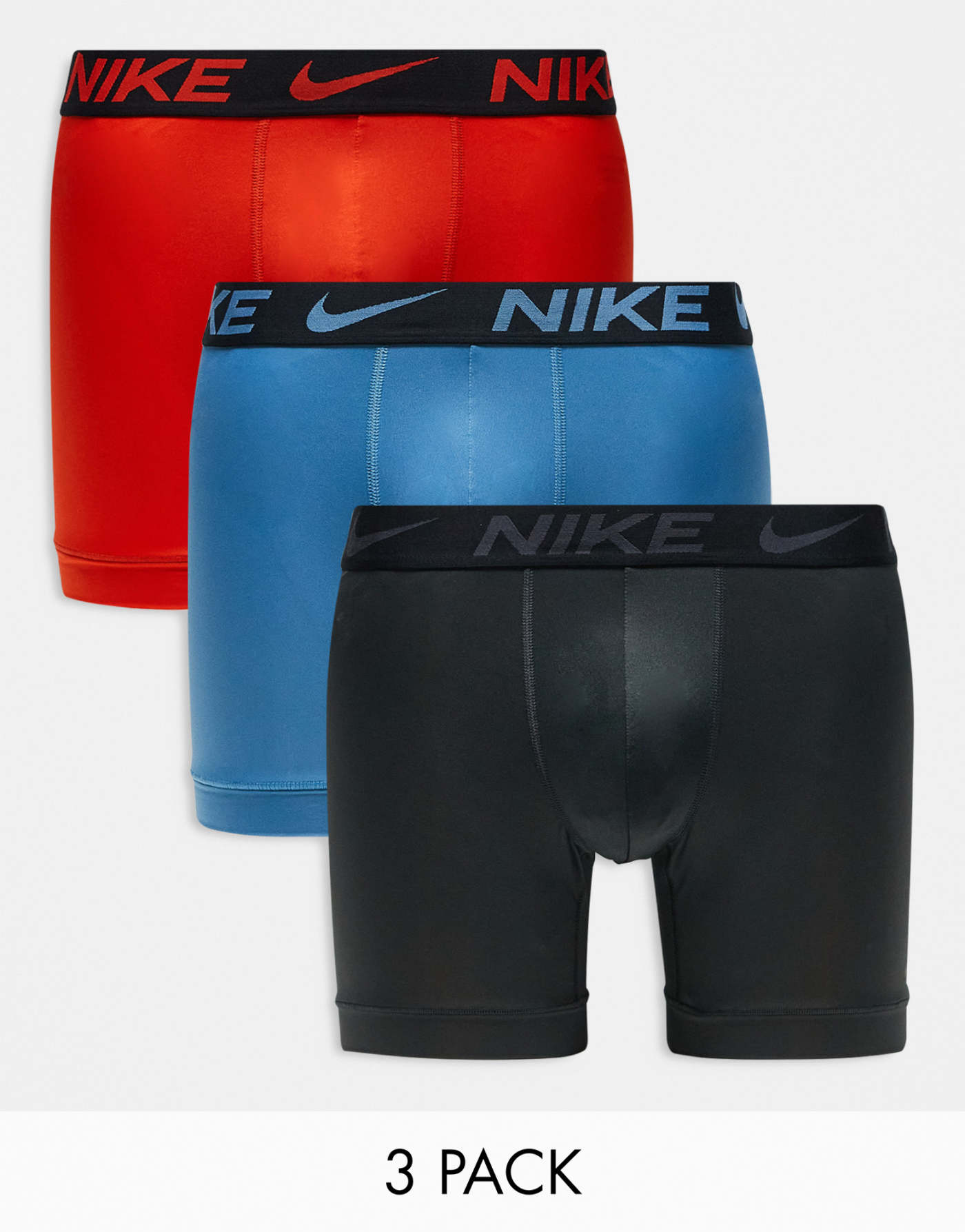 Nike Essential Microfibre 3 pack boxer brief in orange/blue/grey