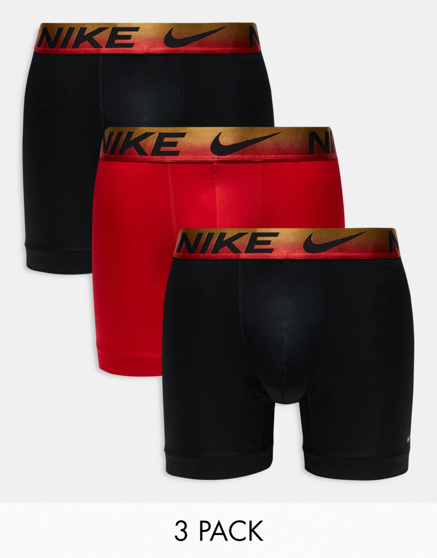 Nike Essential Microfibre 3 pack trunk in black/red