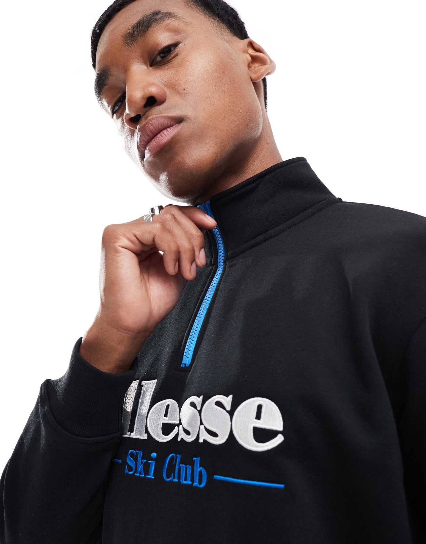 ellesse Baleor quarter zip sweat in black