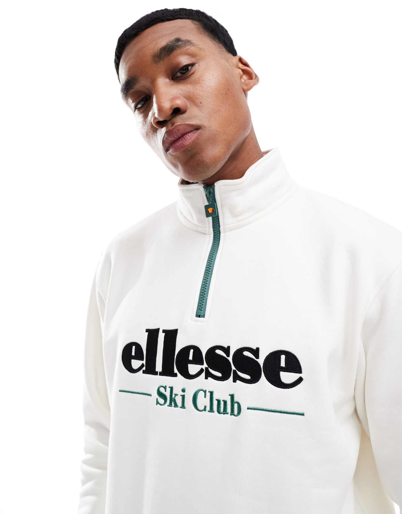 ellesse Baleor quarter zip sweat in off white