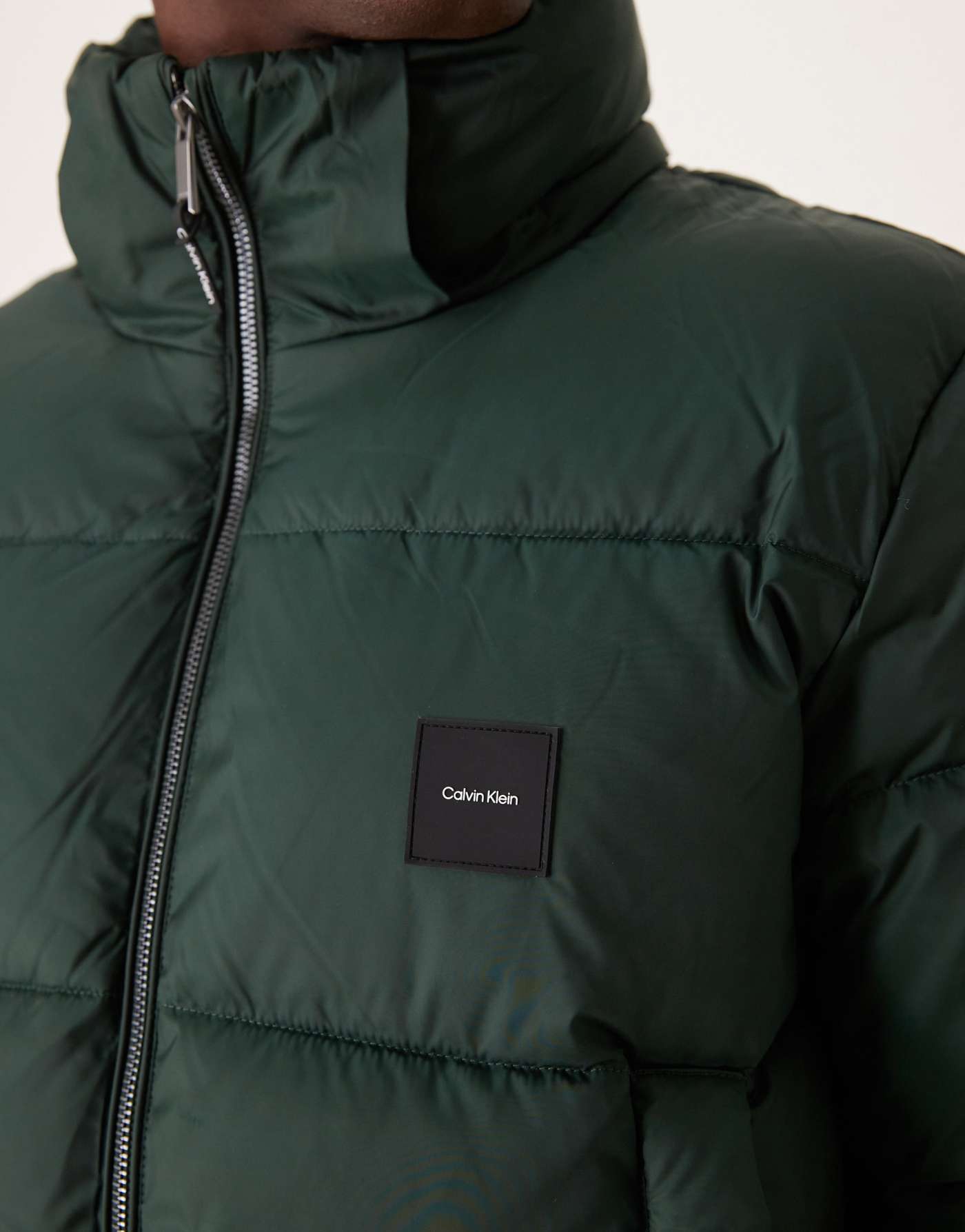 Calvin Klein hooded quilt puffer jacket in mid green