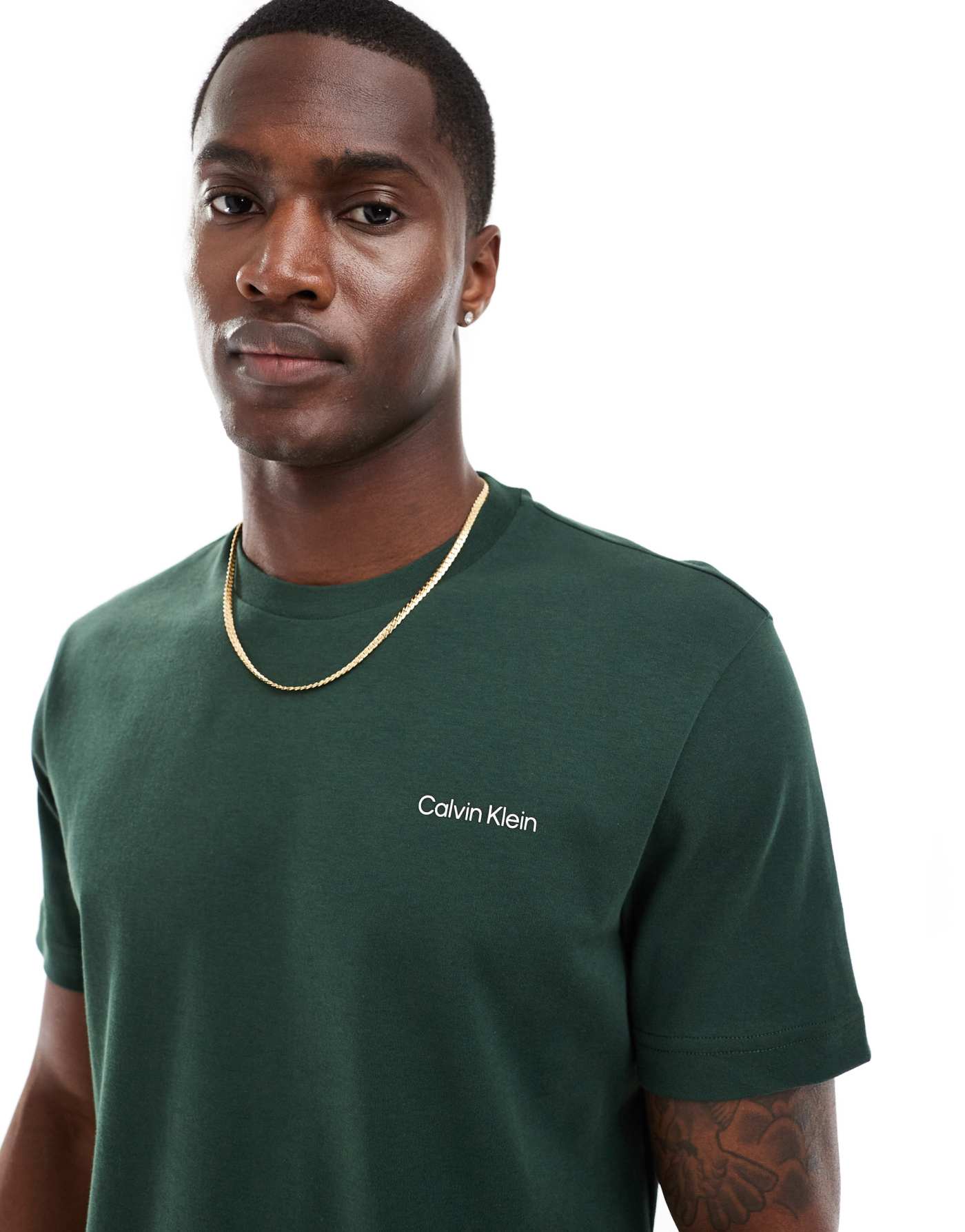 Calvin Klein micro logo interlock t-shirt in mid green