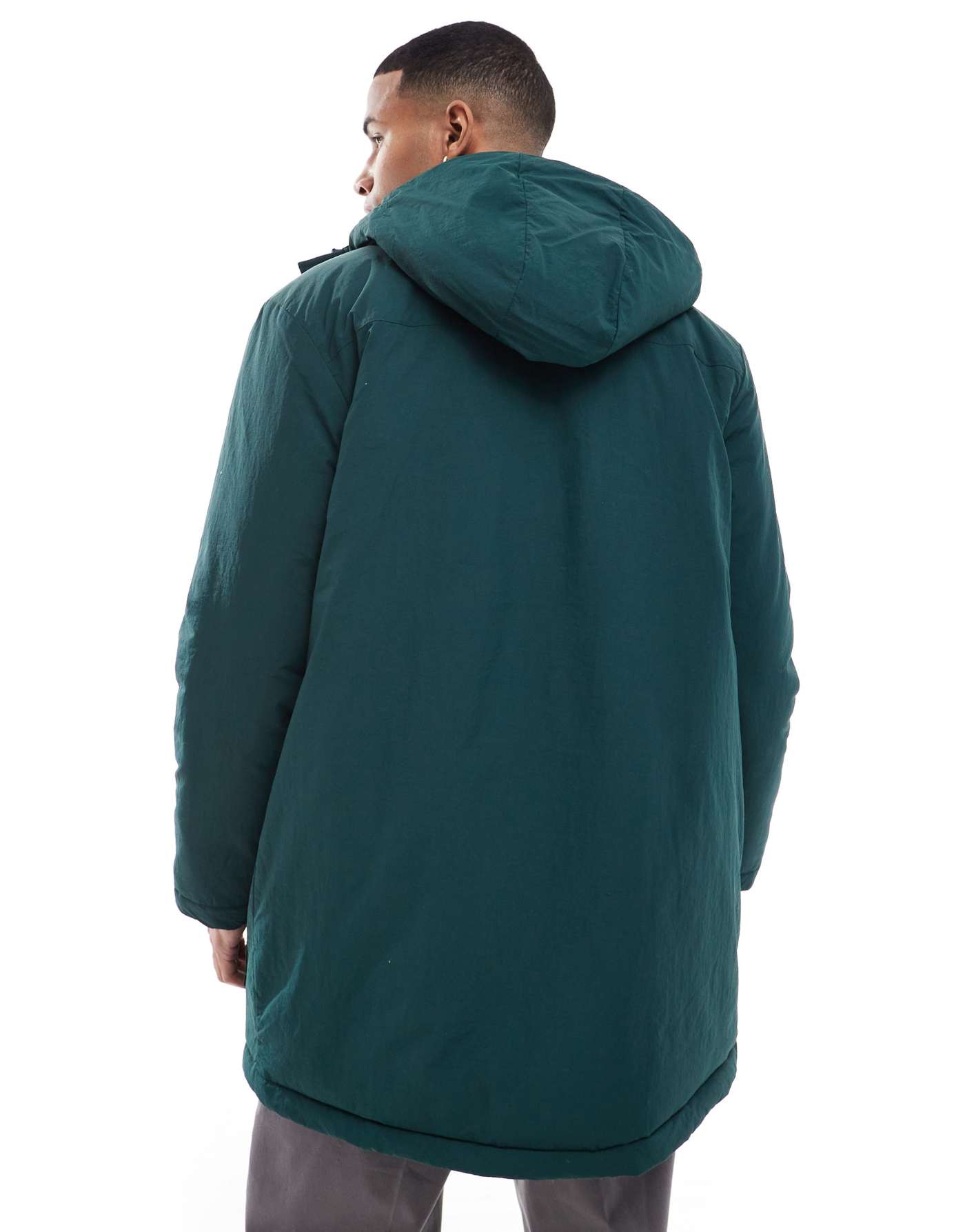 ONLY & SONS water repellent hooded parker in dark green