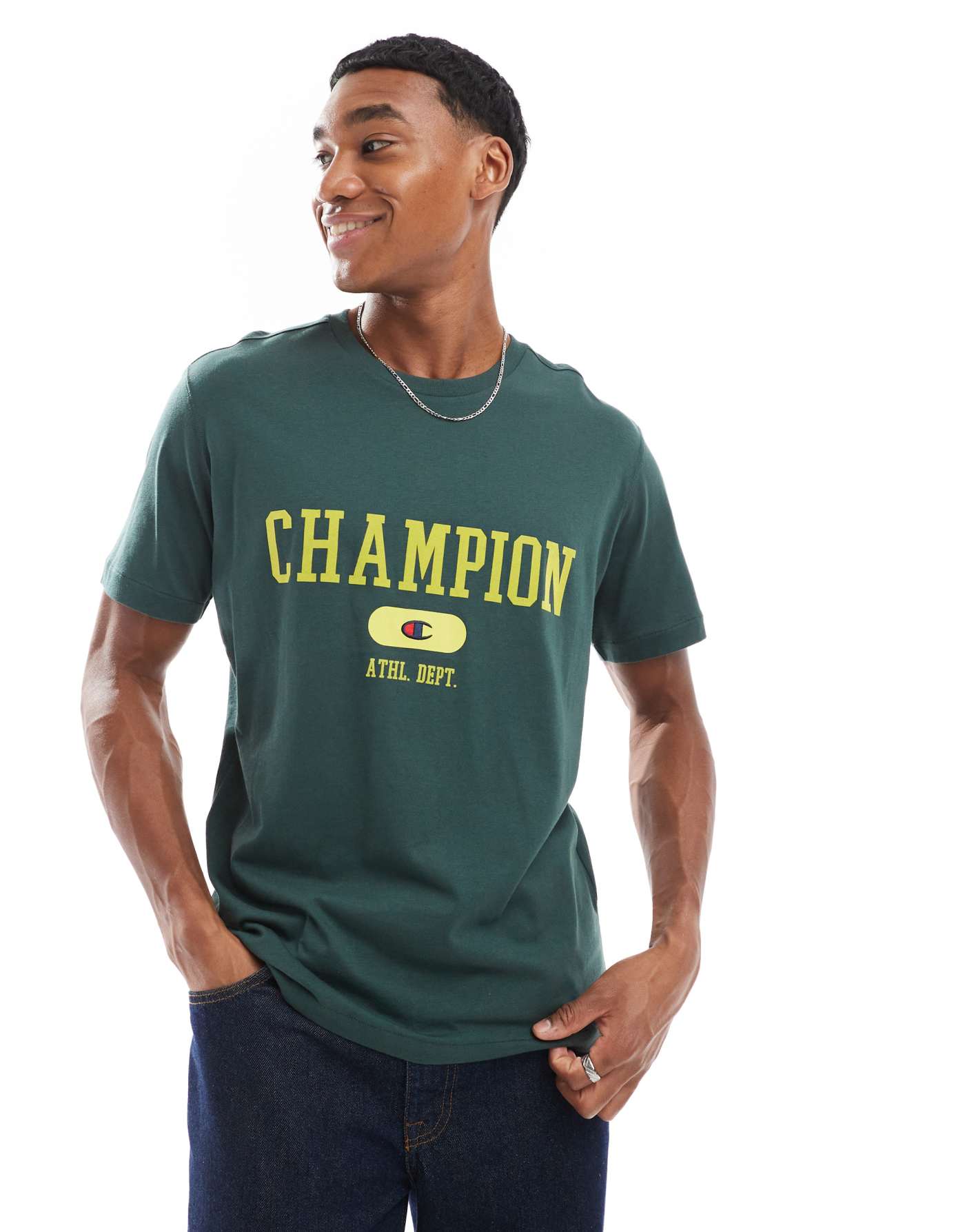 Champion Rochester collegiate t-shirt in bottle green