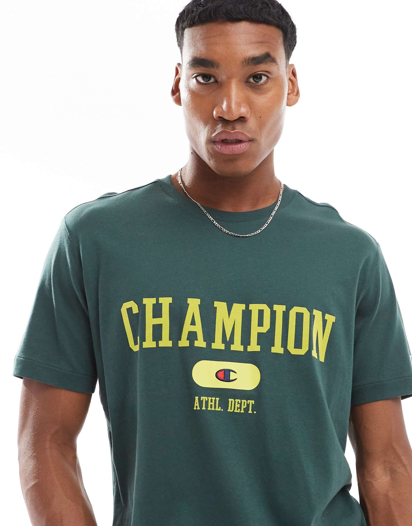 Champion Rochester collegiate t-shirt in bottle green