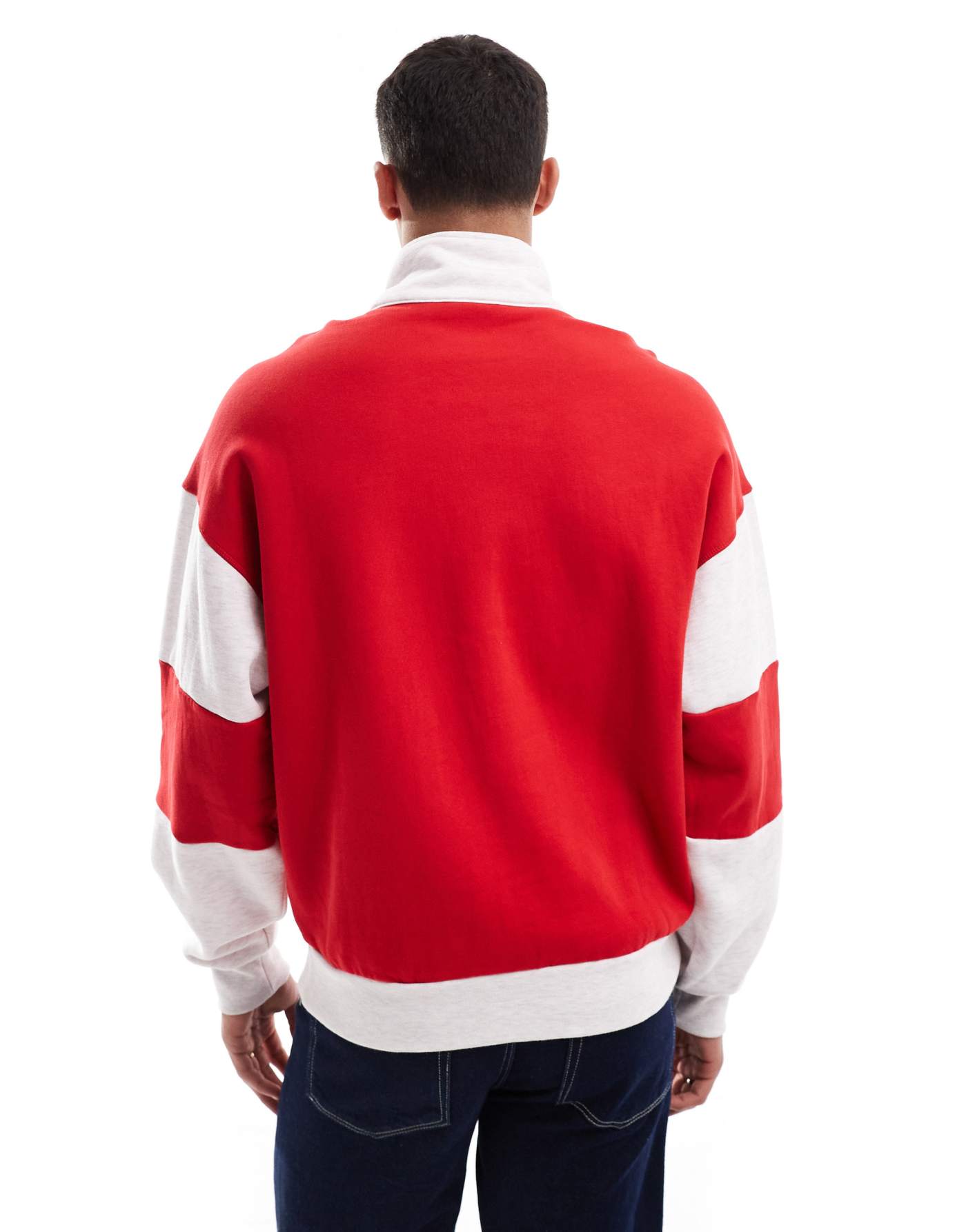 Champion Rochester collegiate half zip sweatshirt in red and grey marl