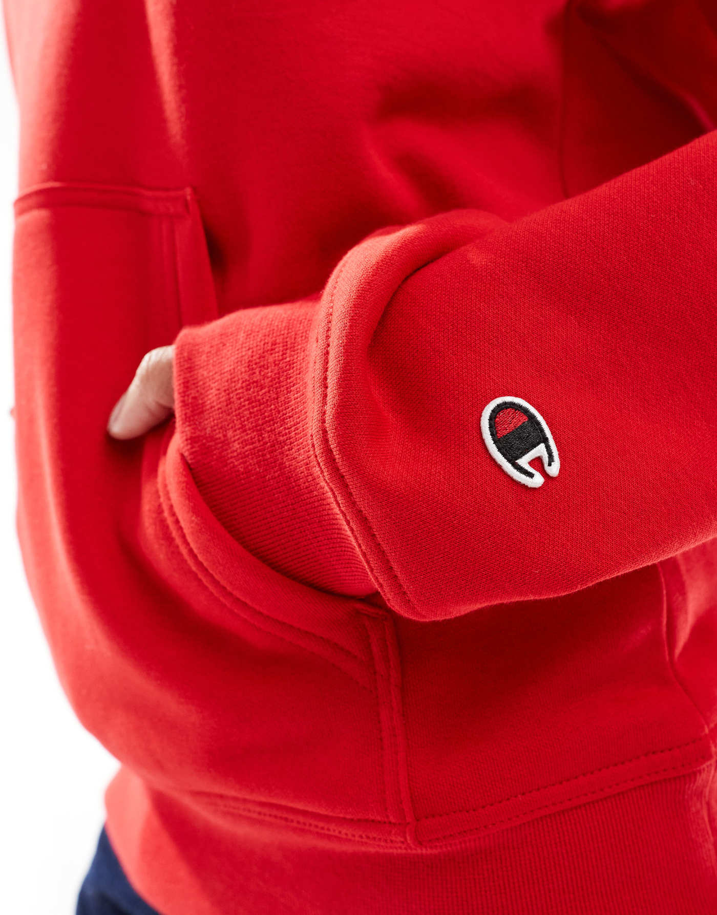 Champion Legacy unisex center logo hoodie in red