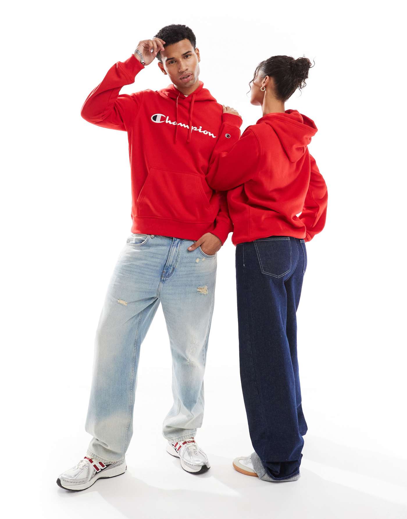 Champion Legacy unisex center logo hoodie in red