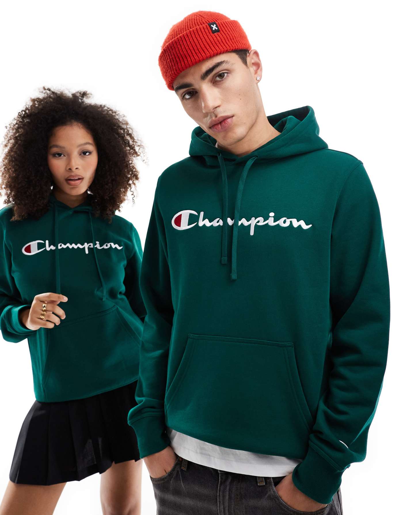 Champion Legacy unisex center logo hoodie in green